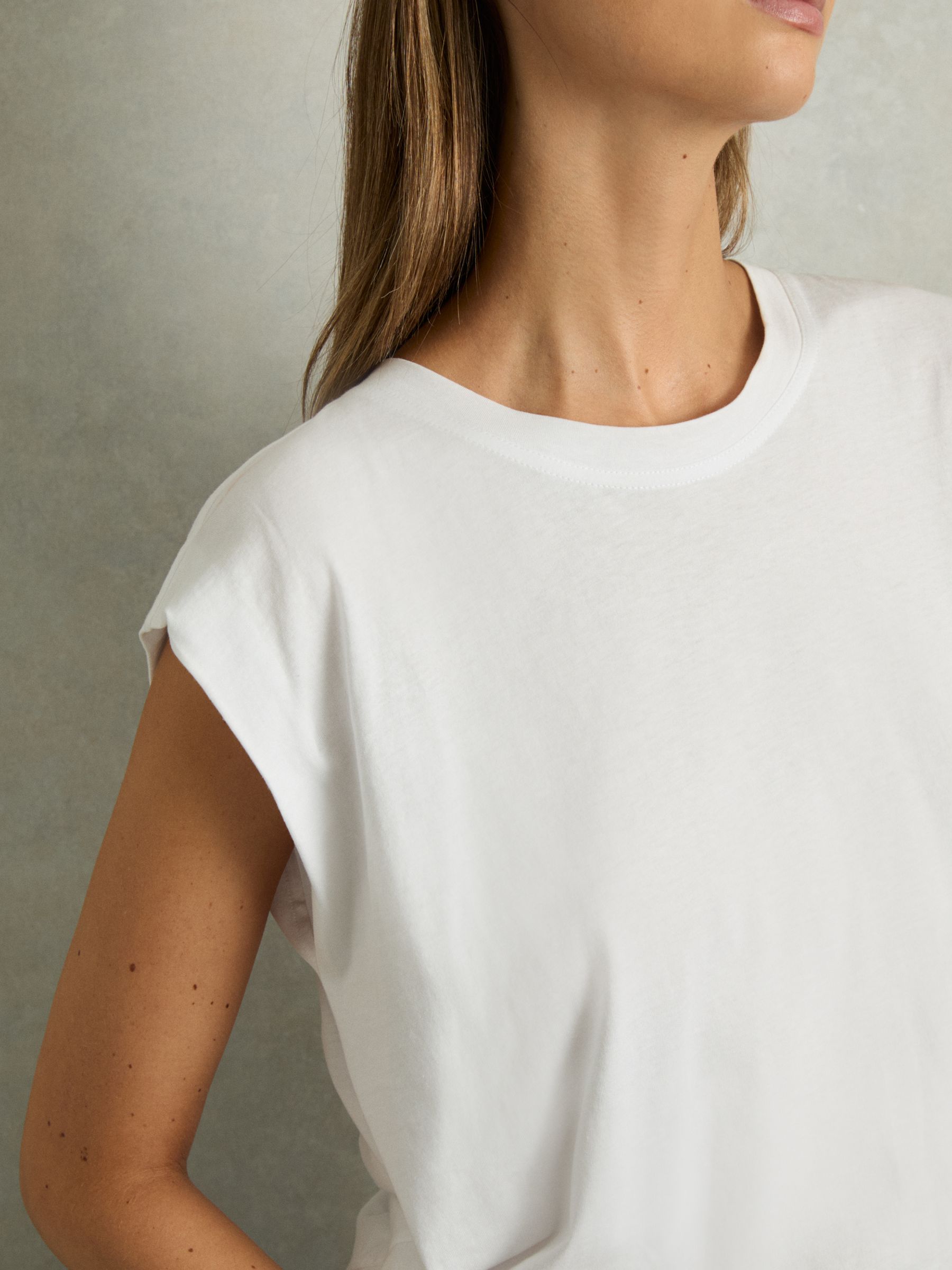 Cotton Capped Sleeve T-Shirt in White