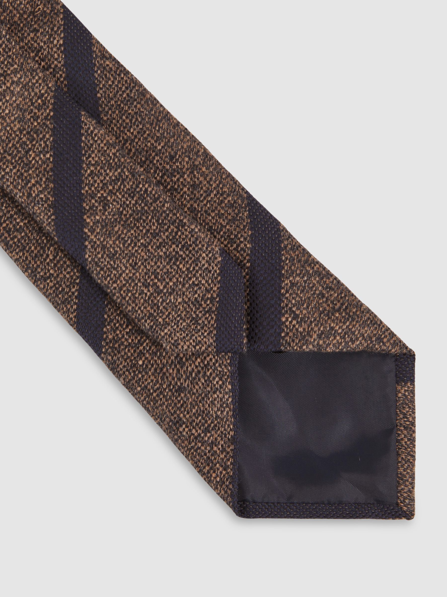 Wool-Silk Striped Tie in Chocolate Brown