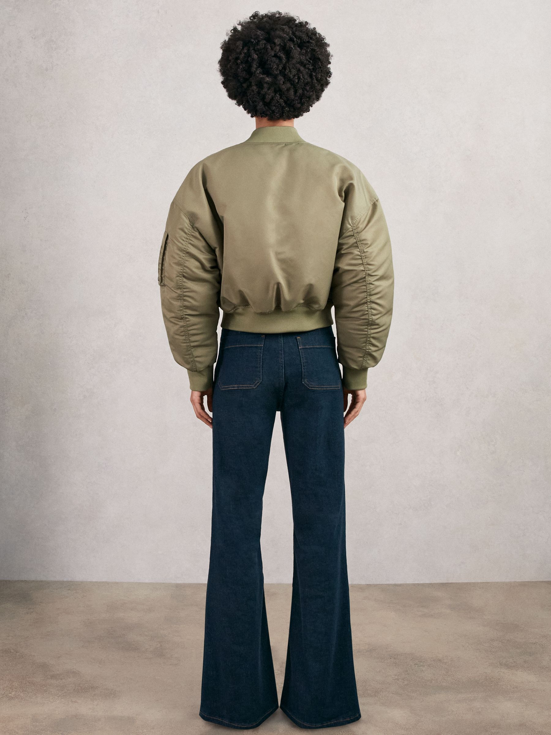 Technical Puffer Bomber Jacket in Khaki