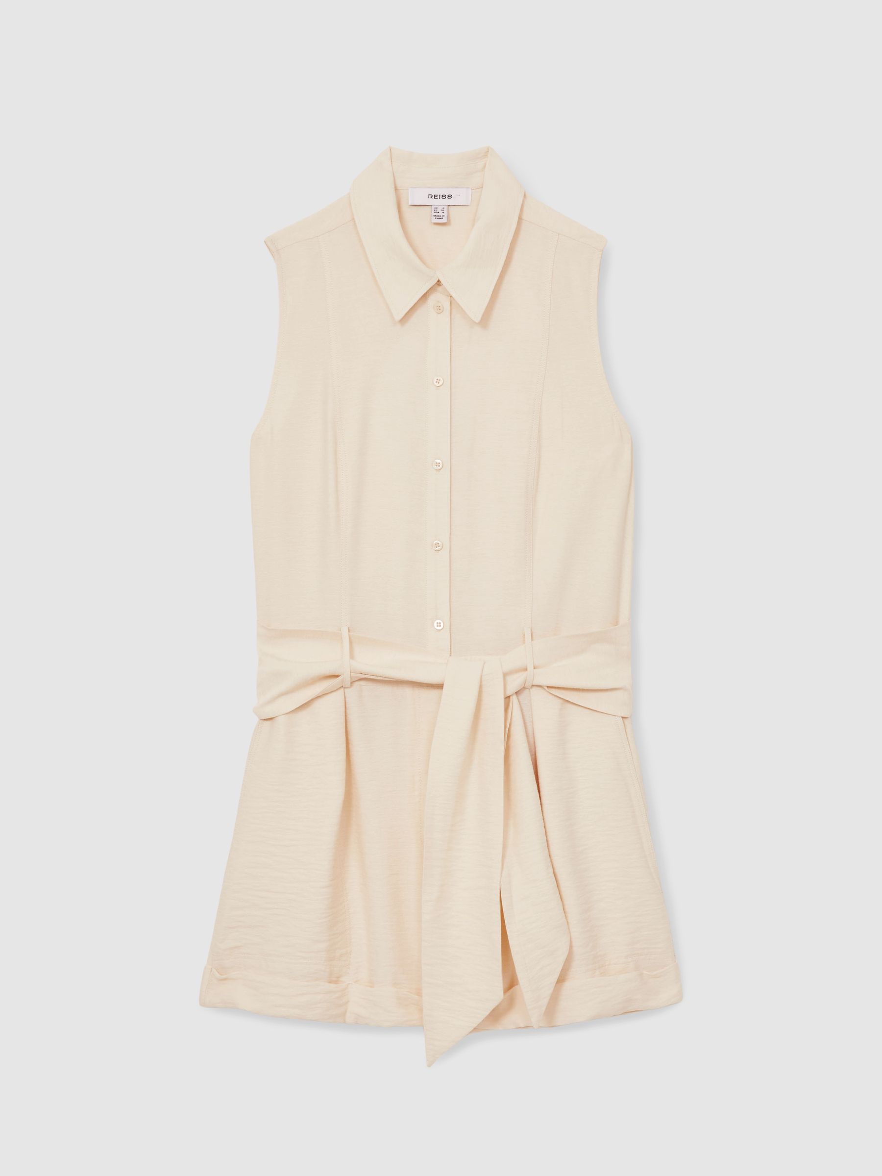 Belted Beach Cover-Up Playsuit in Cream