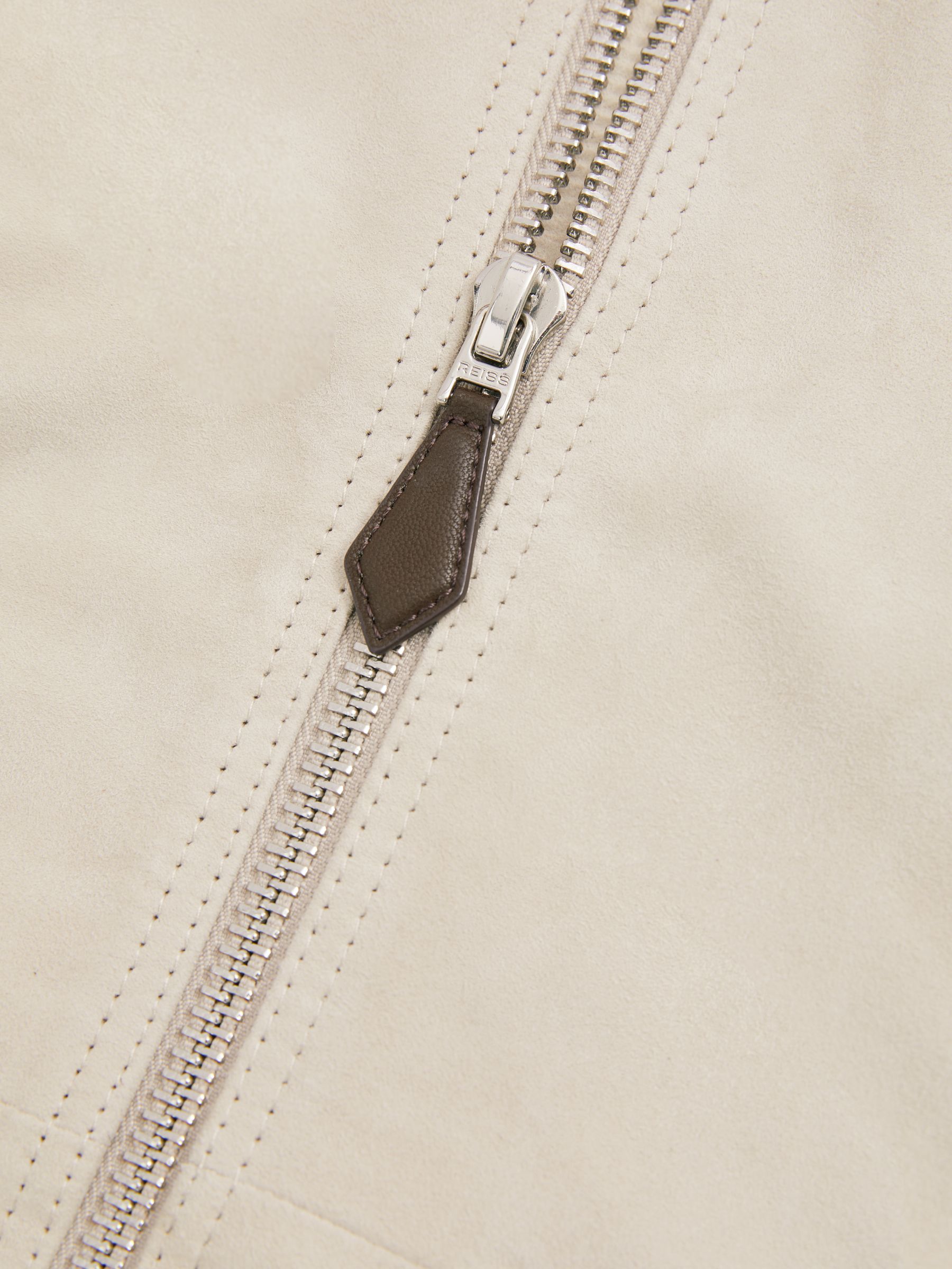 Diego Off White Suede Bomber Jacket