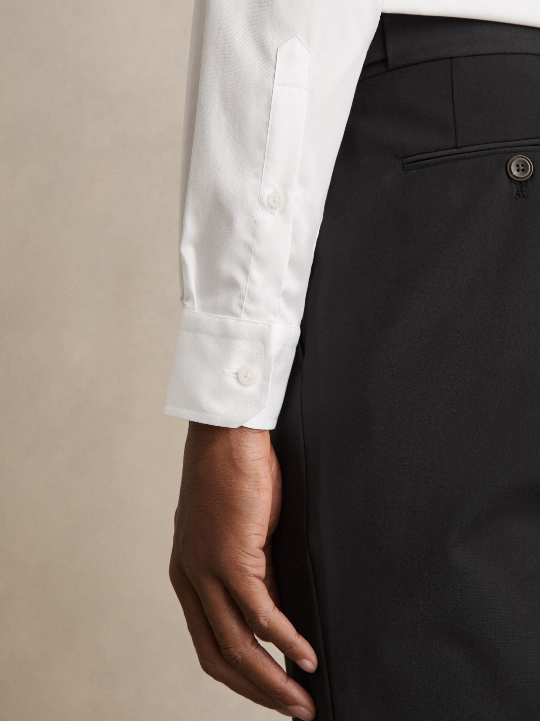 Regular Fit Cotton Double-Cuff Shirt in White