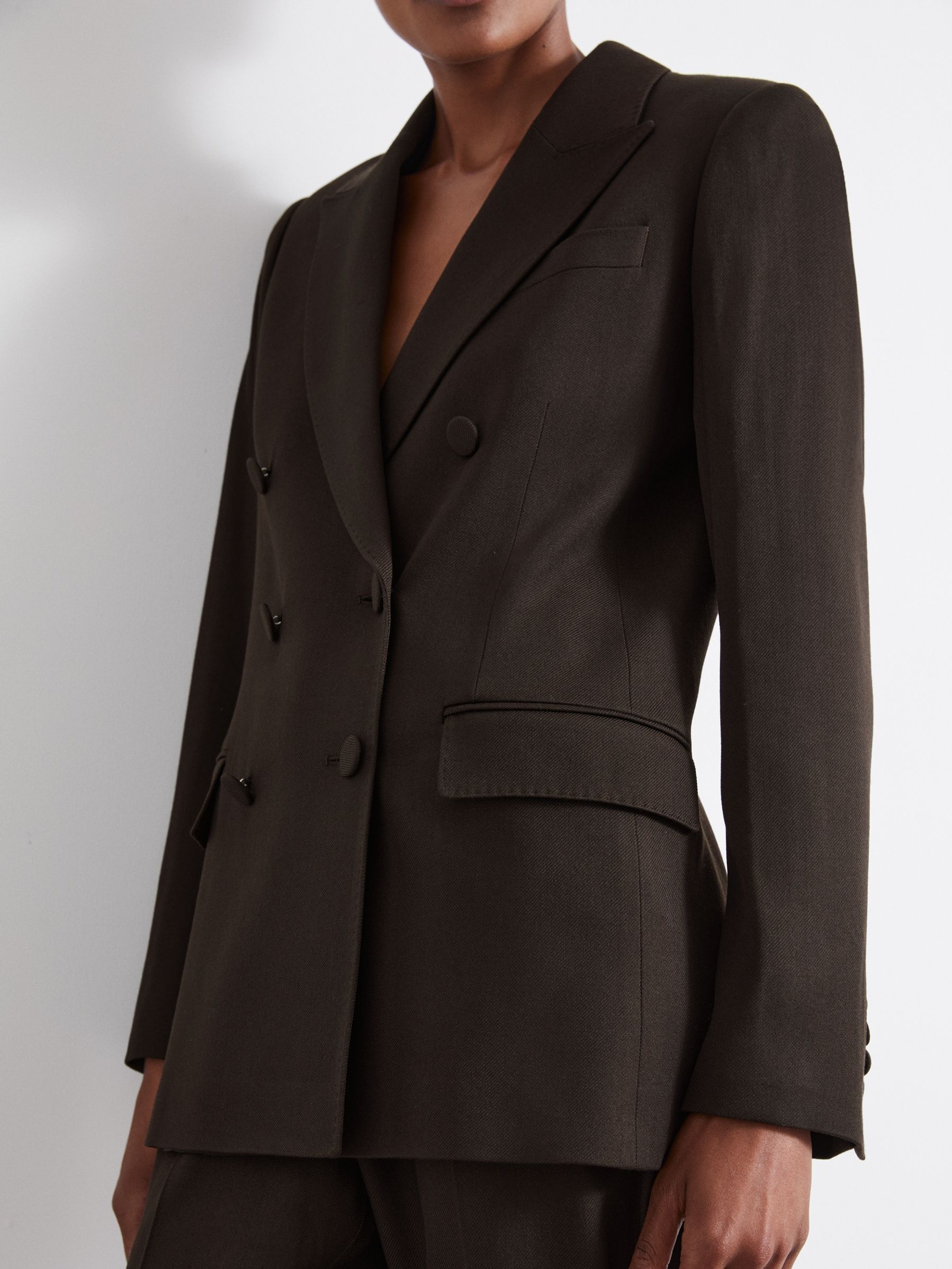Atelier Double-Breasted Virgin-Wool Blend Suit Jacket in Chocolate