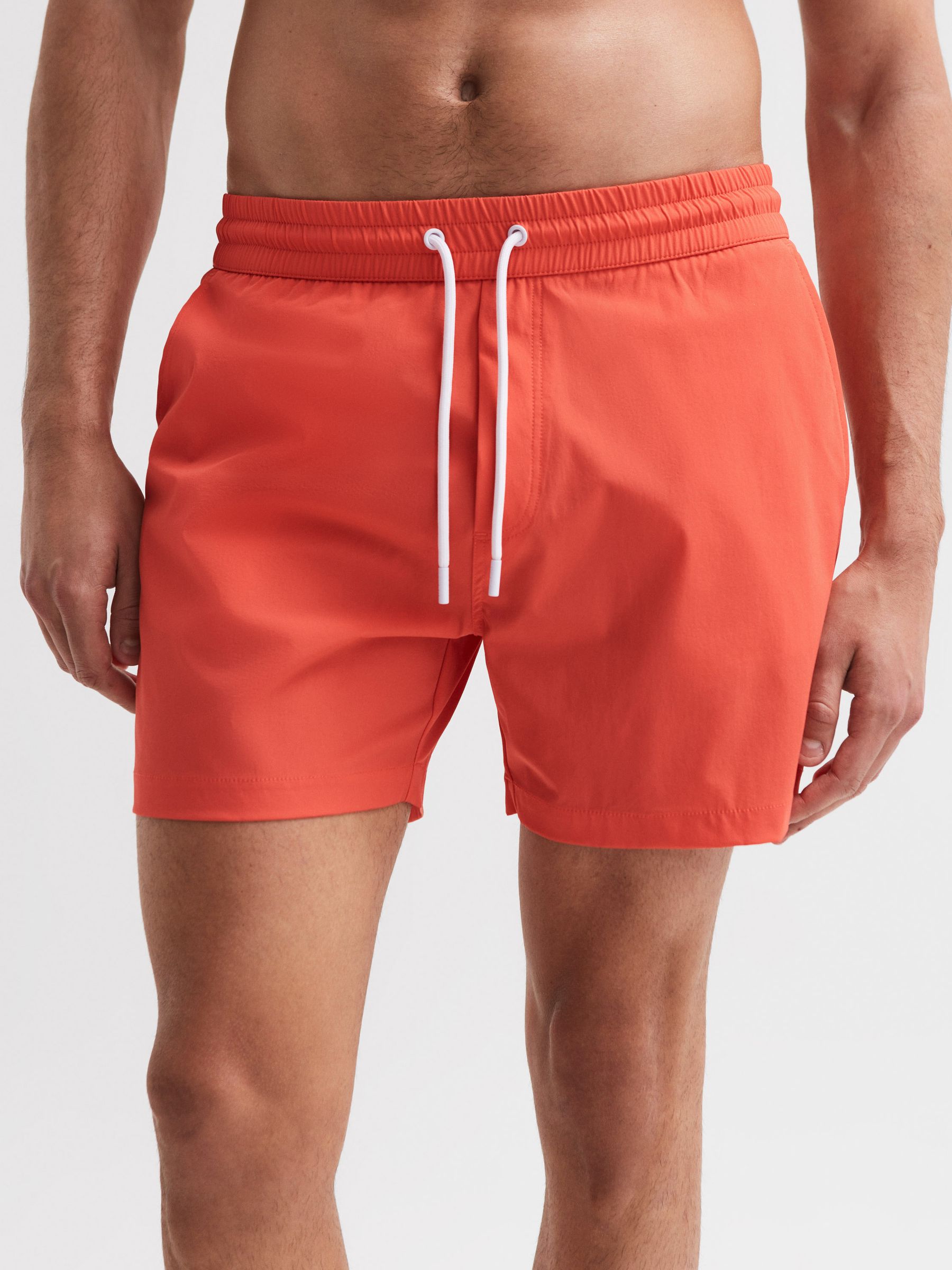 Plain Drawstring Swim Shorts in Bright Orange
