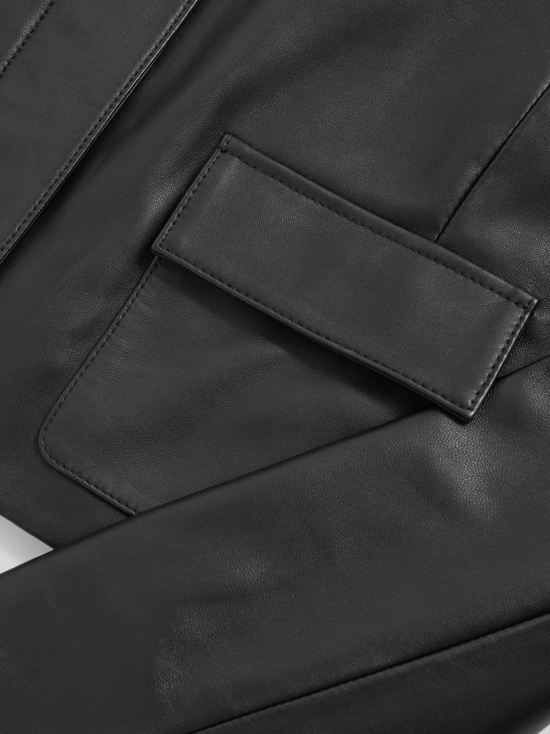 Collared Leather Jacket in Black