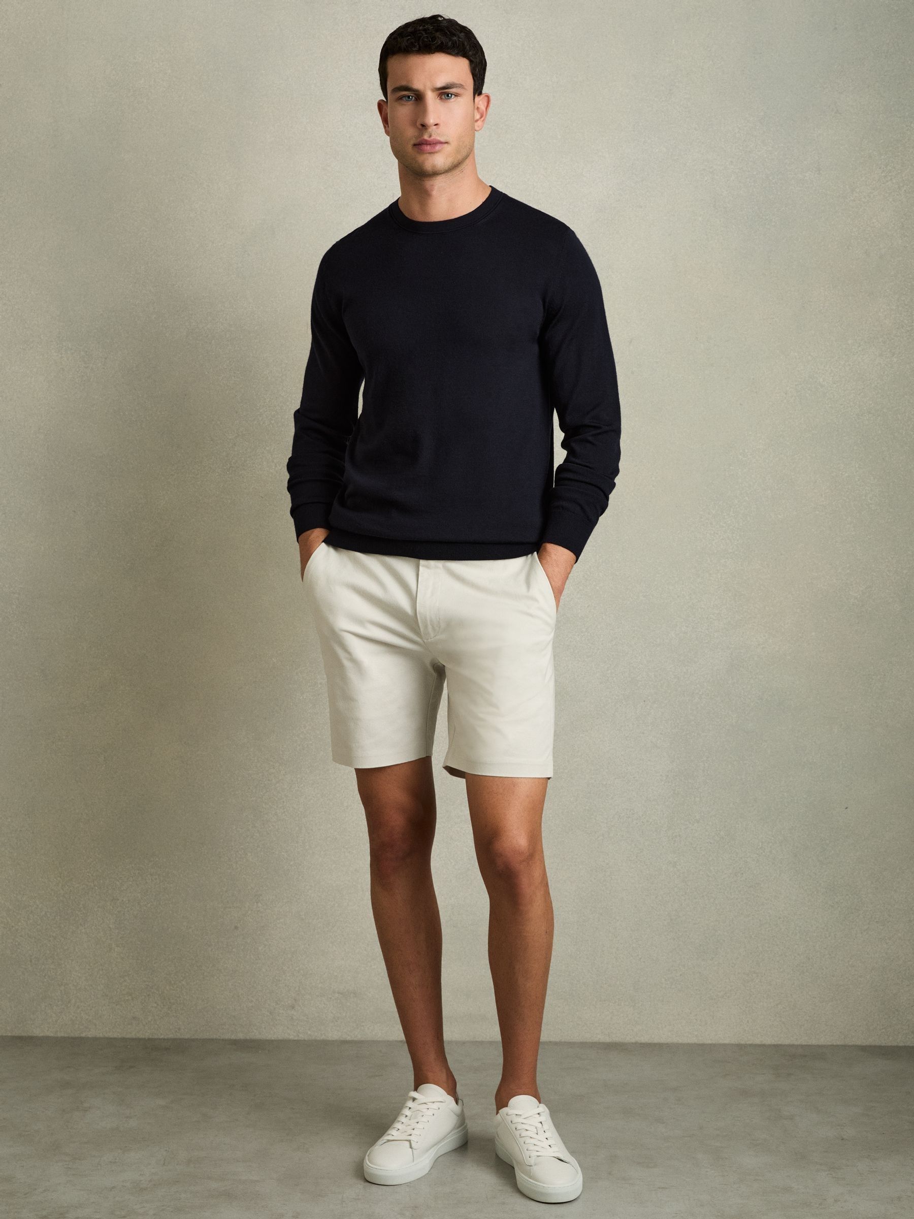 Short Length Casual Chino Shorts in Chalk