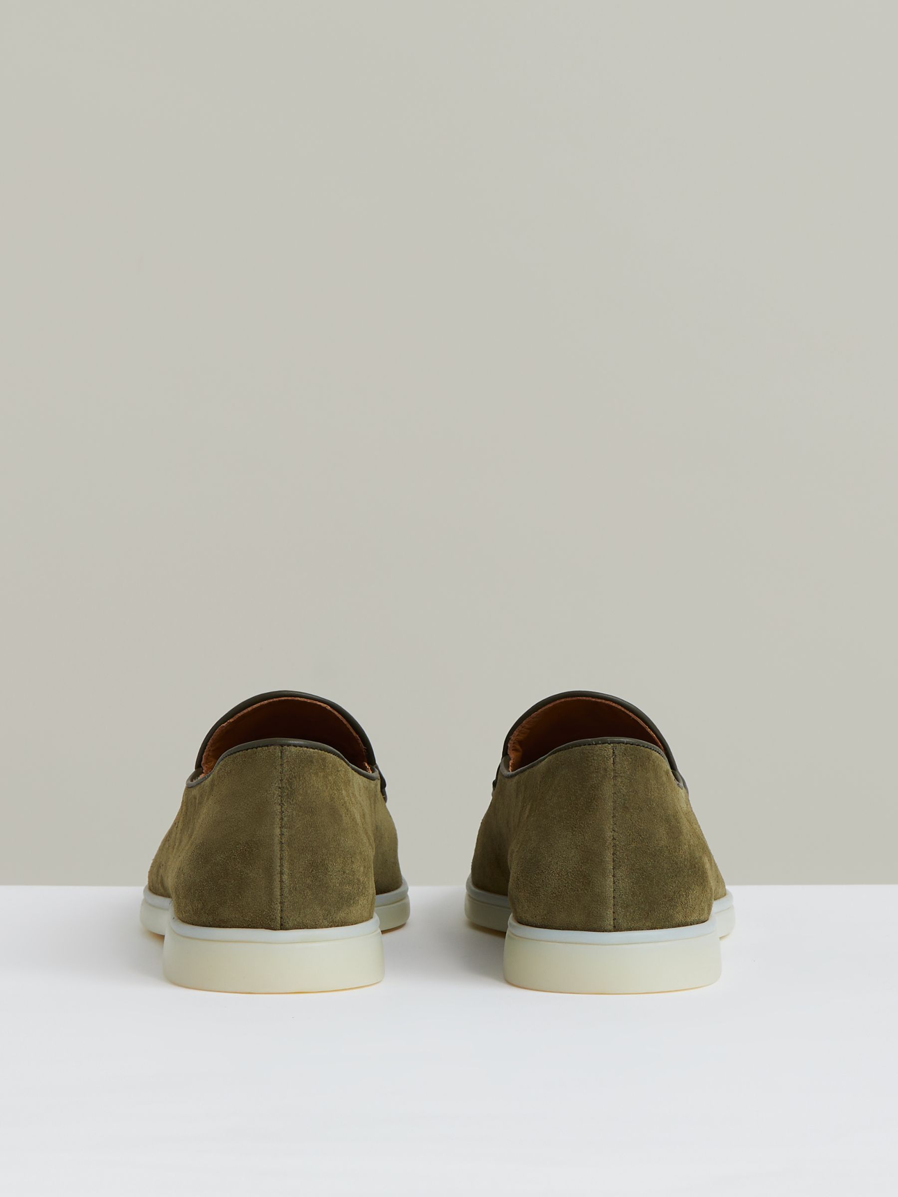 Suede Tassel Loafers in Moss Green