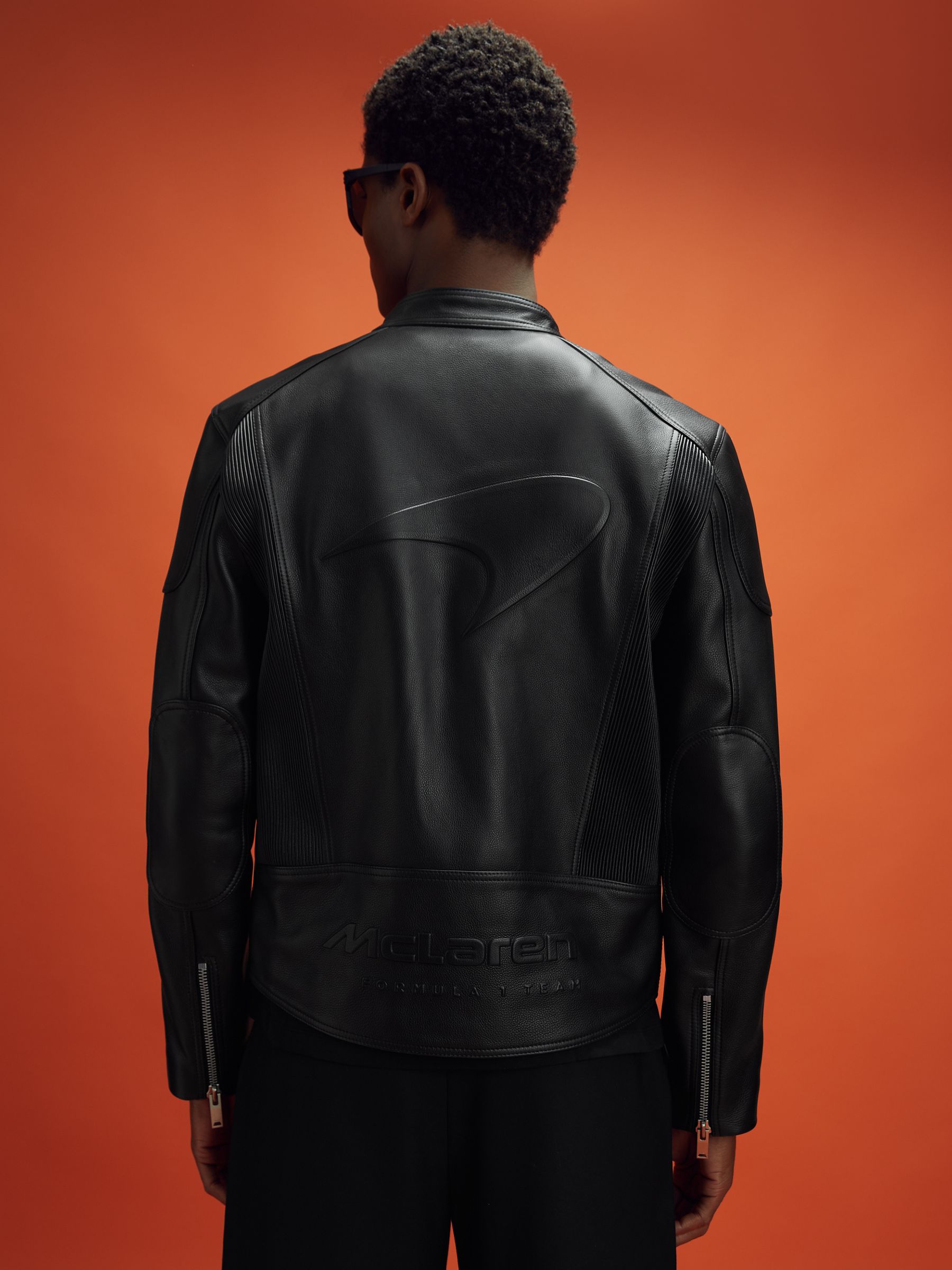 McLaren F1 Embossed Leather Jacket in Black