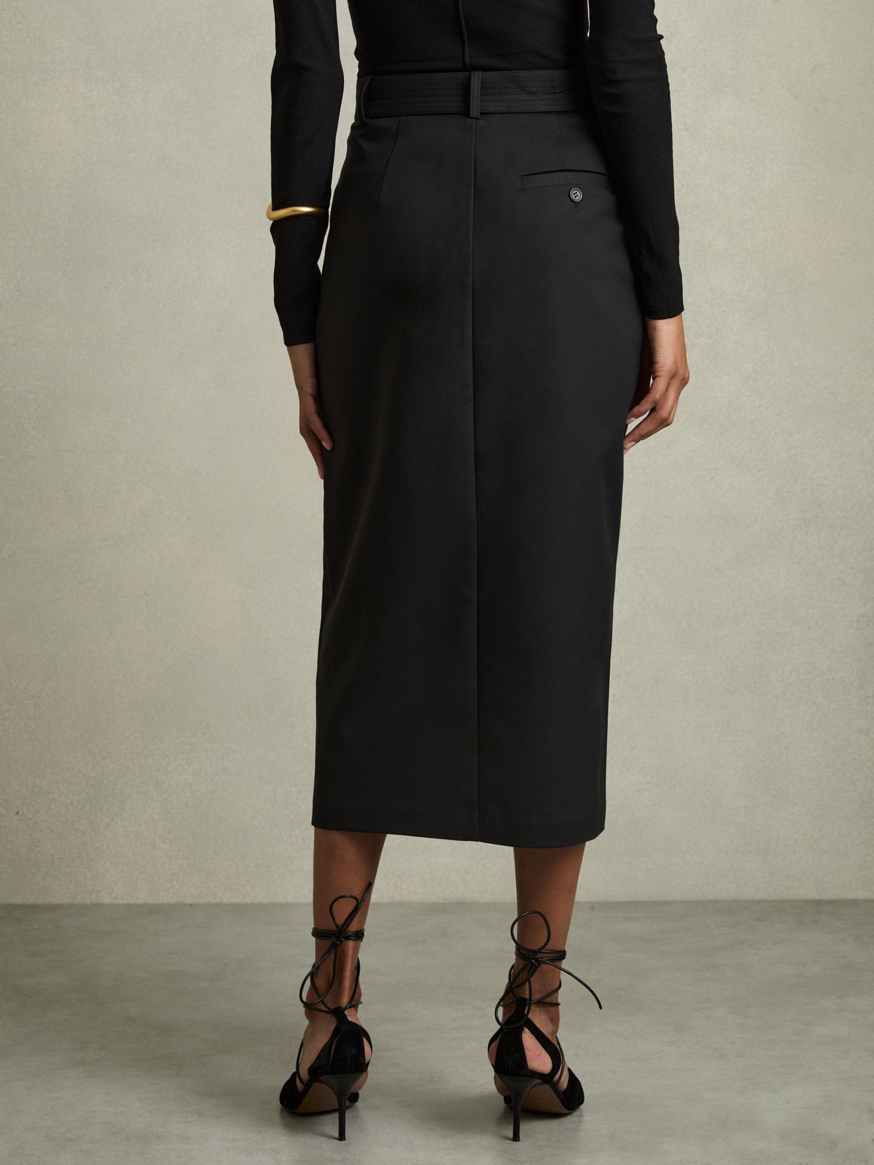 Cargo Pencil Skirt With Cotton in Black