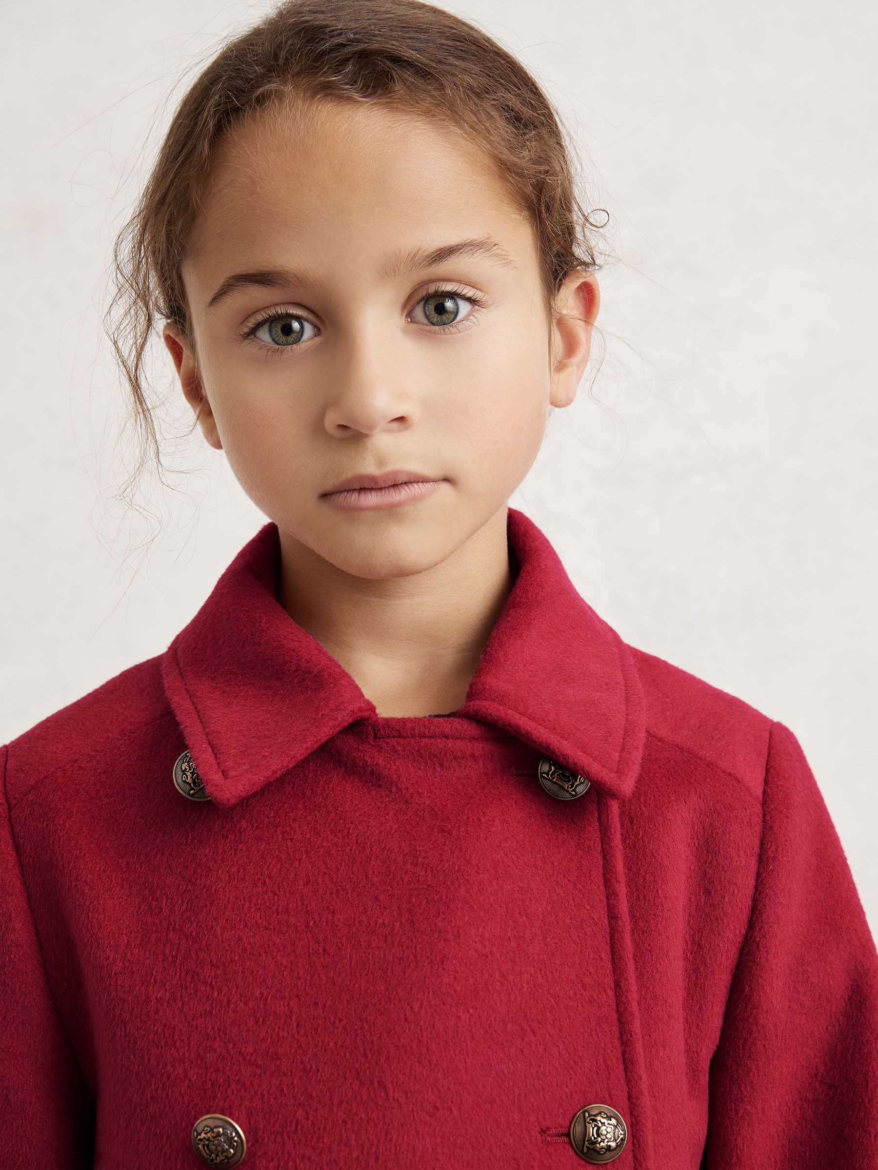 Wool-Blend Double-Breasted Coat in Red
