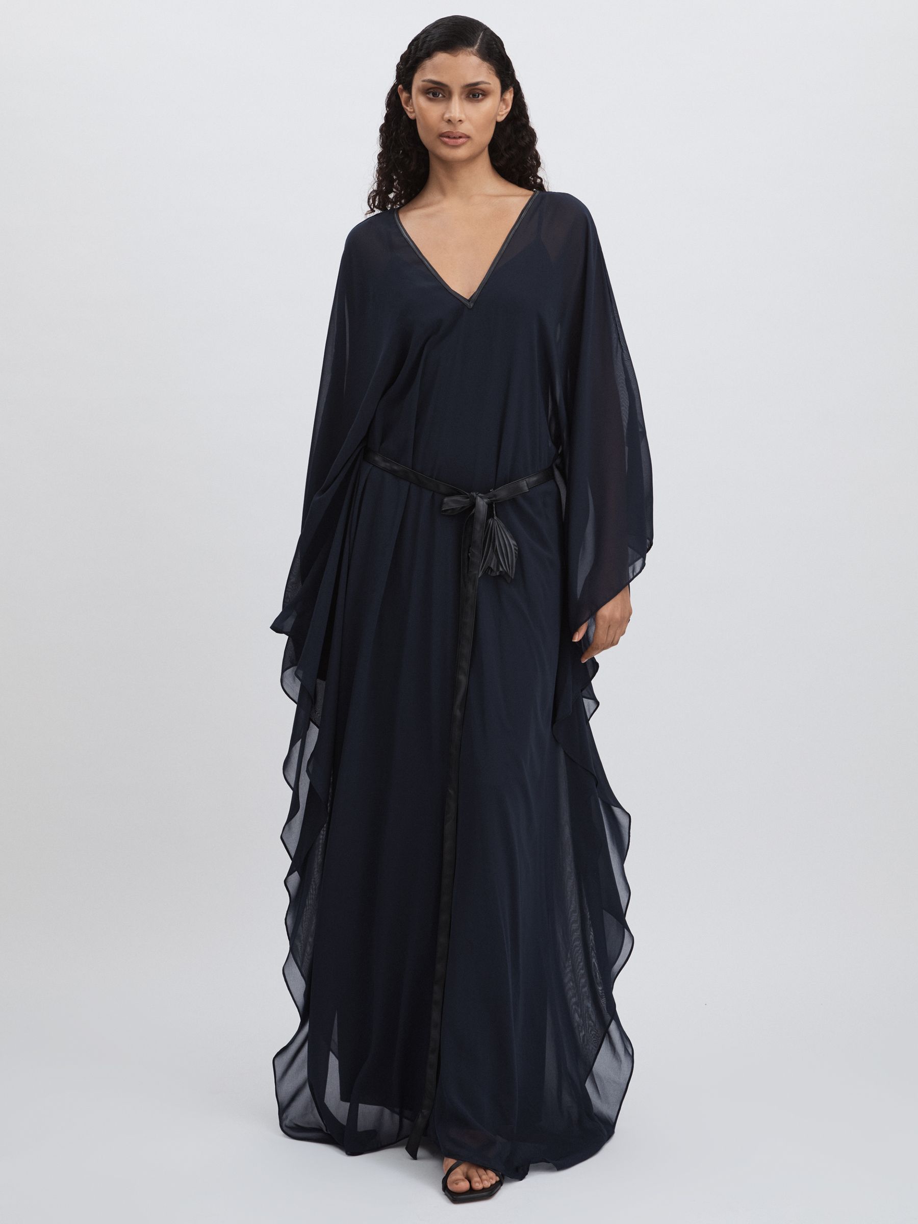 Halston Bell Sleeve Maxi Dress in Dark Navy