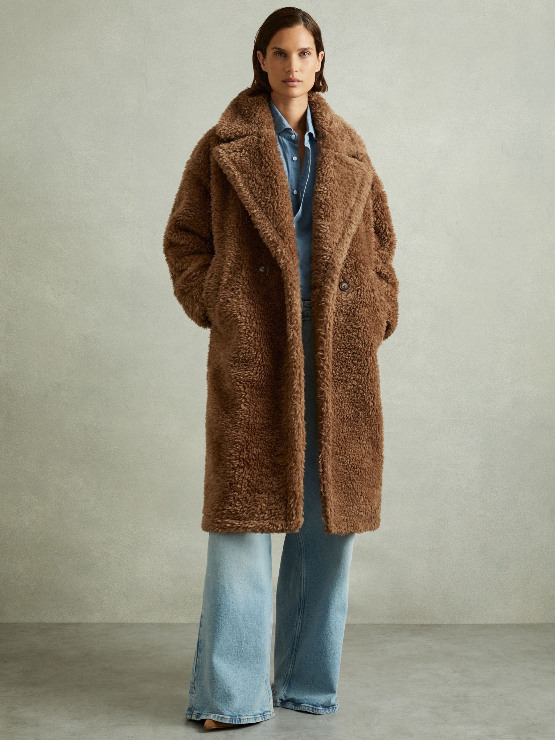 Teddy Coat with Wool in Brown