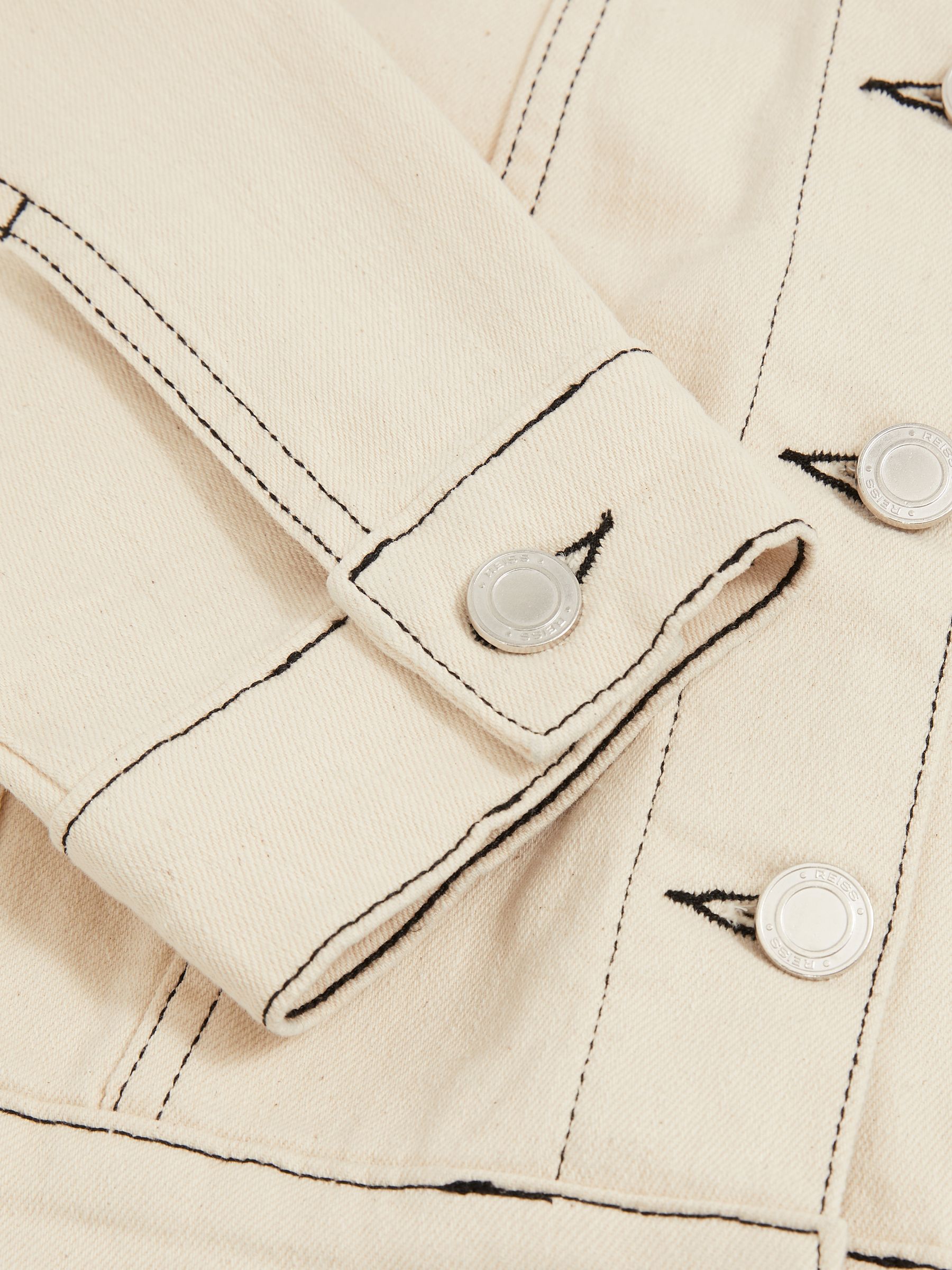 Colour-Block Denim Jacket in Ecru