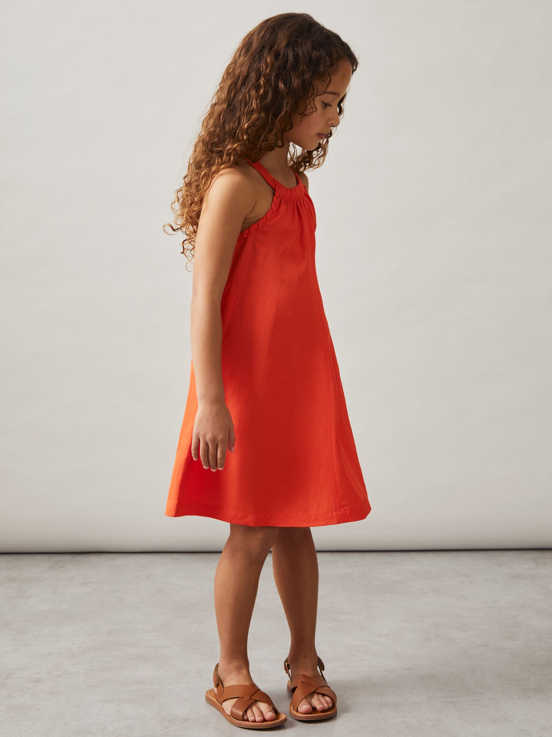 4-9 yrs Whipstitch Sleeveless Midi Dress in Red