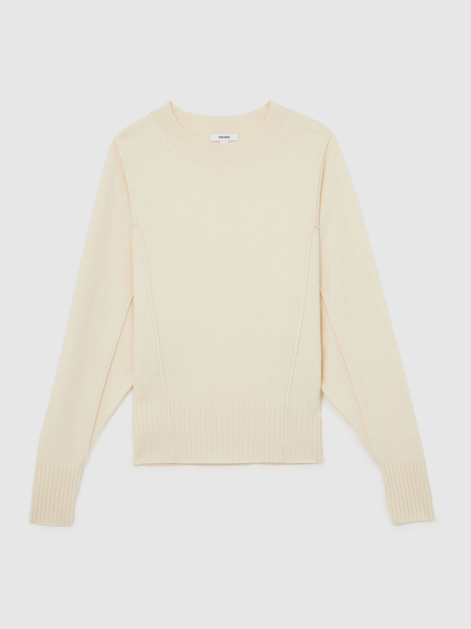Wool-Blend Reverse-Seam Batwing Jumper With Cashmere in Cream