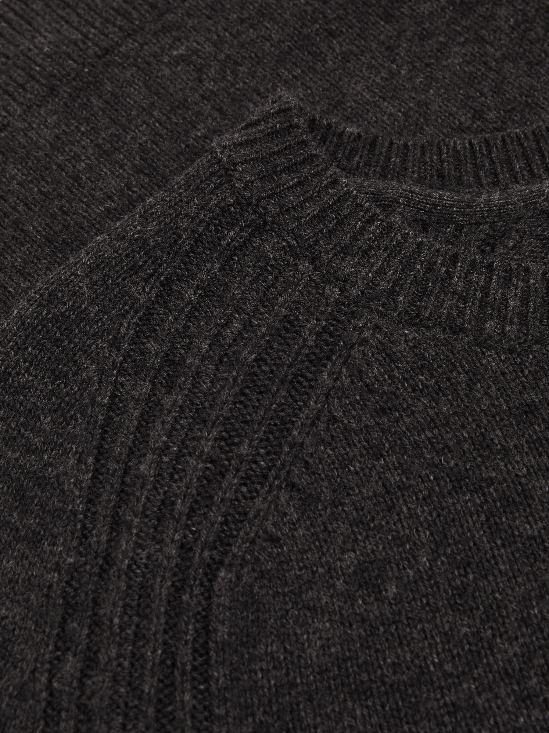 Wool Blend Heavy Knit T-Shirt in Charcoal Melange