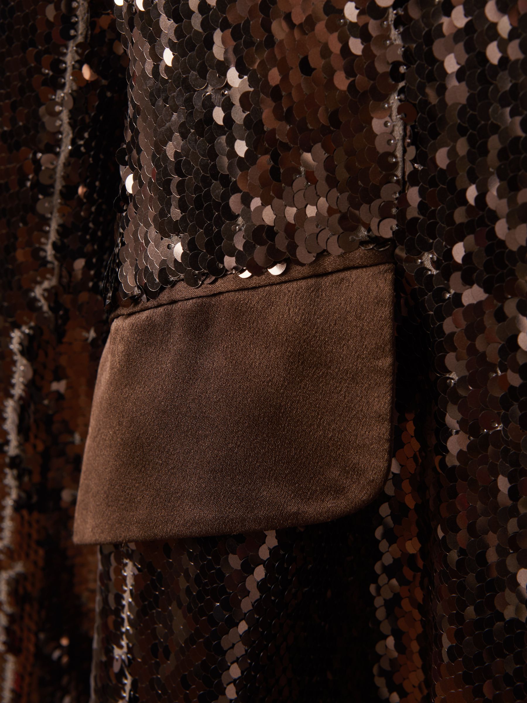 Halston Tailored Sequin Single Breasted Blazer in Java