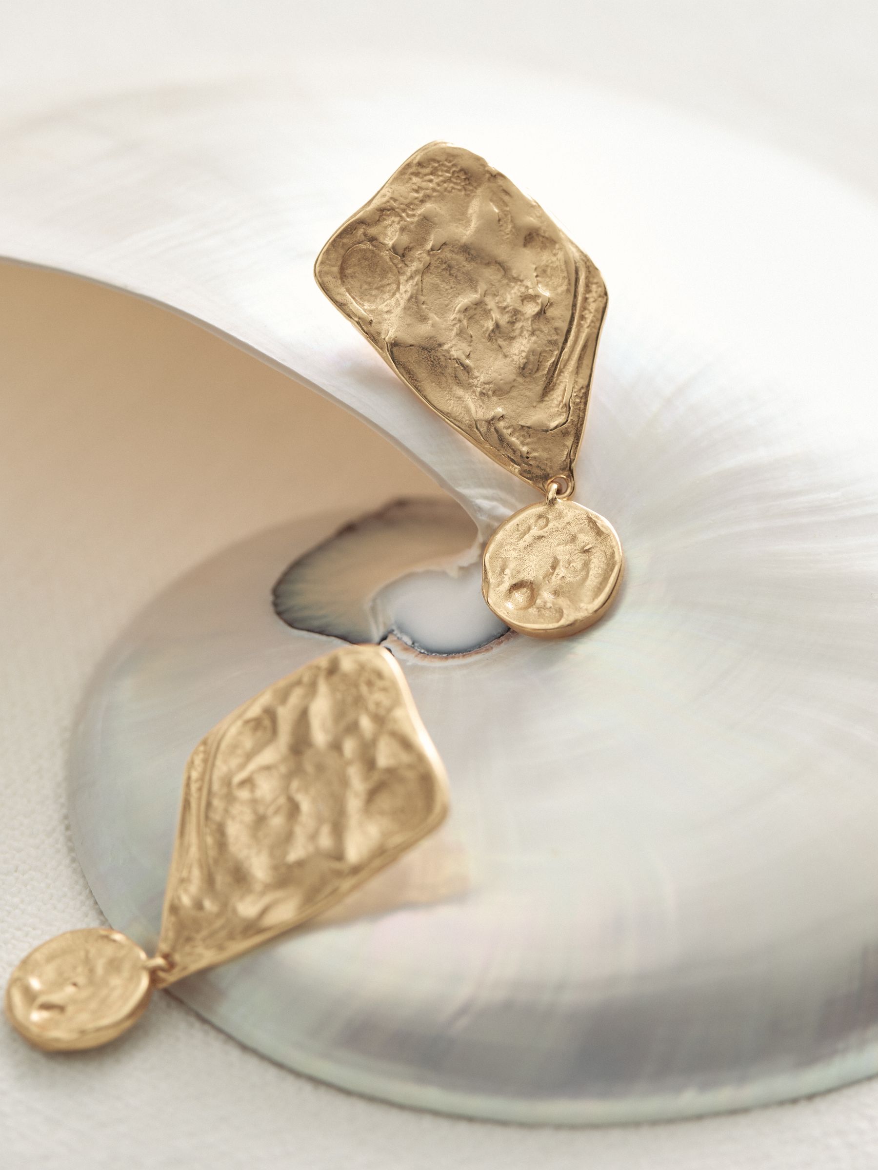 Molten Large Drop Earrings in Gold Tone