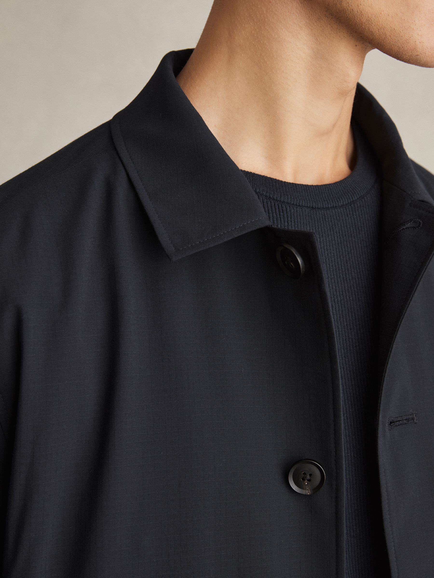 Textured Blouson Jacket in Navy