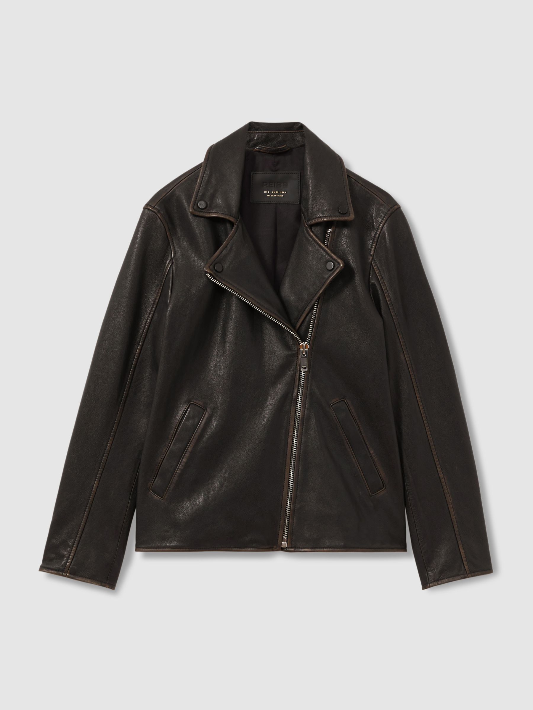 Beau Black Relaxed Leather Biker Jacket
