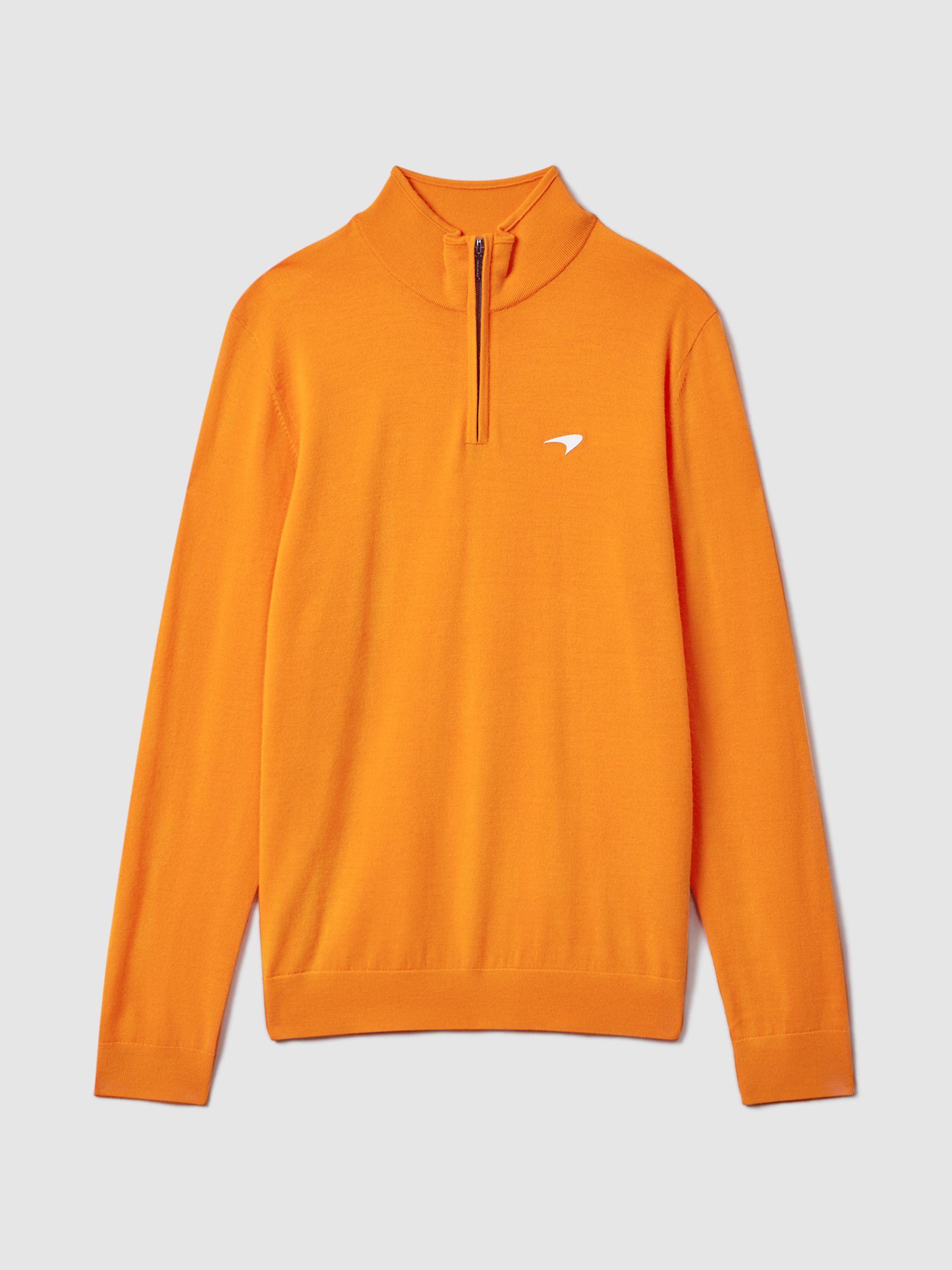 McLaren F1 Merino Half-Zip Funnel Neck Jumper in Papaya