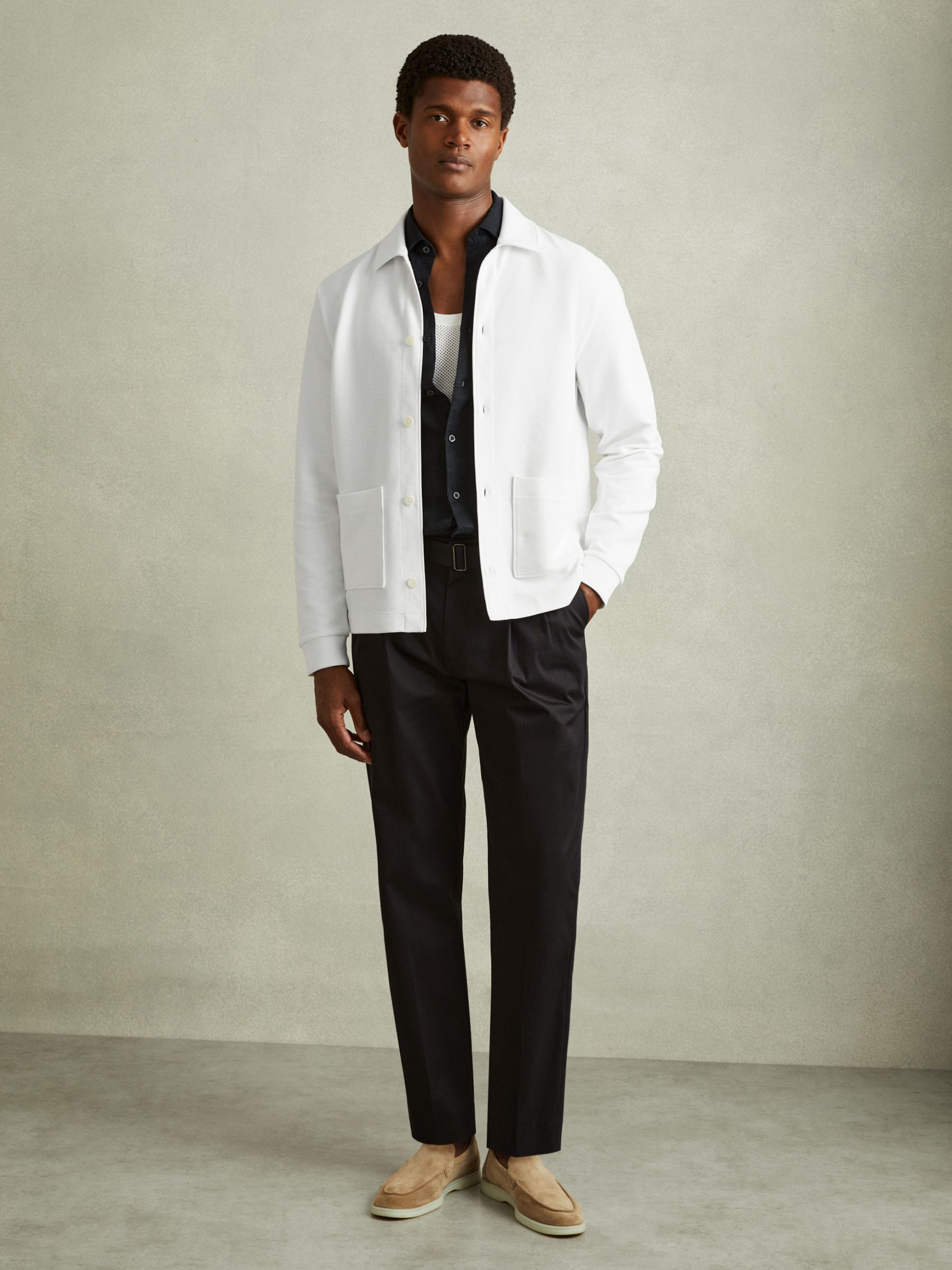 Flippo Off White Ribbed Cotton Blend Knitted Overshirt