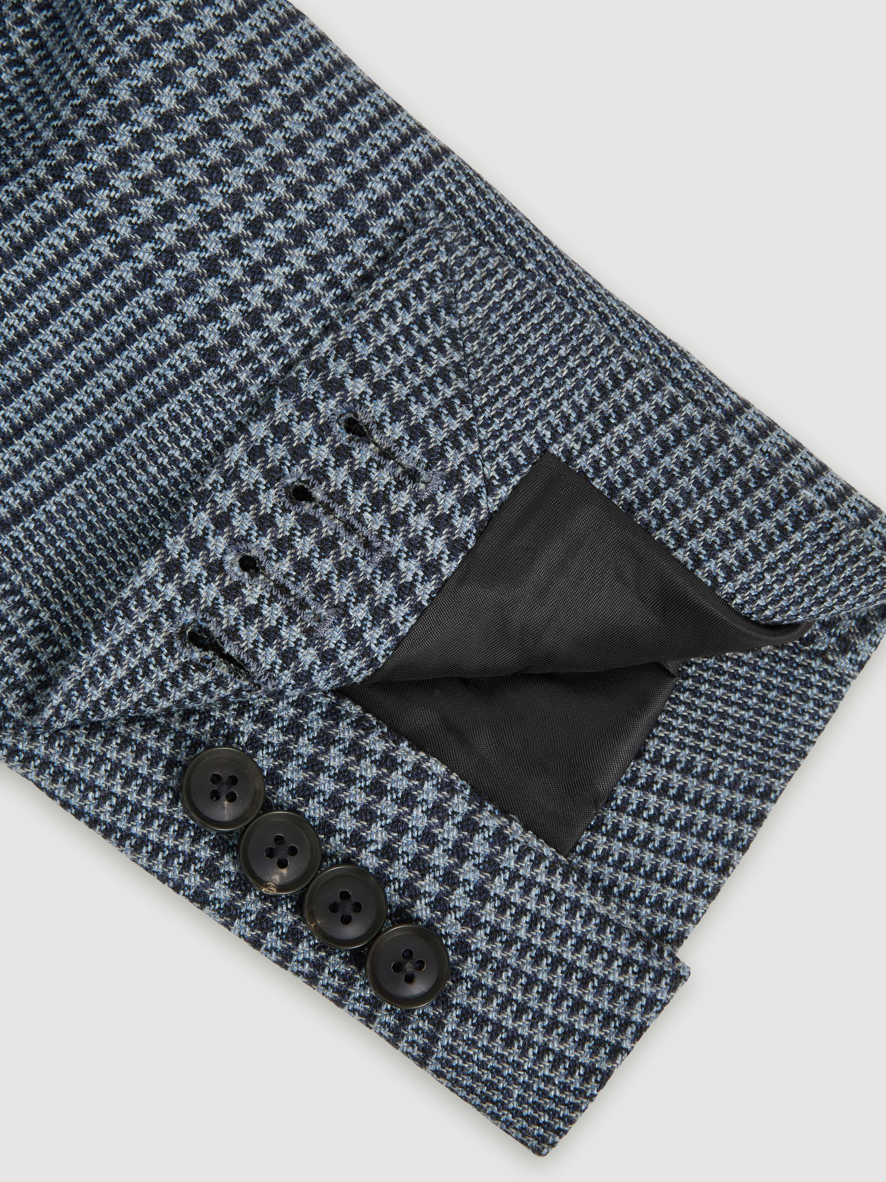 Regular-Fit Single-Breasted Check Blazer in Blue