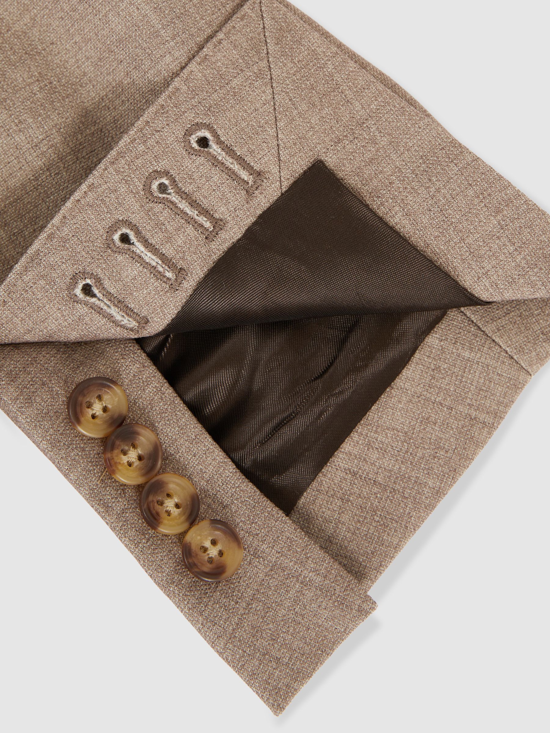 Single-Breasted Textured Blazer Slim-Fit With Wool in Brown