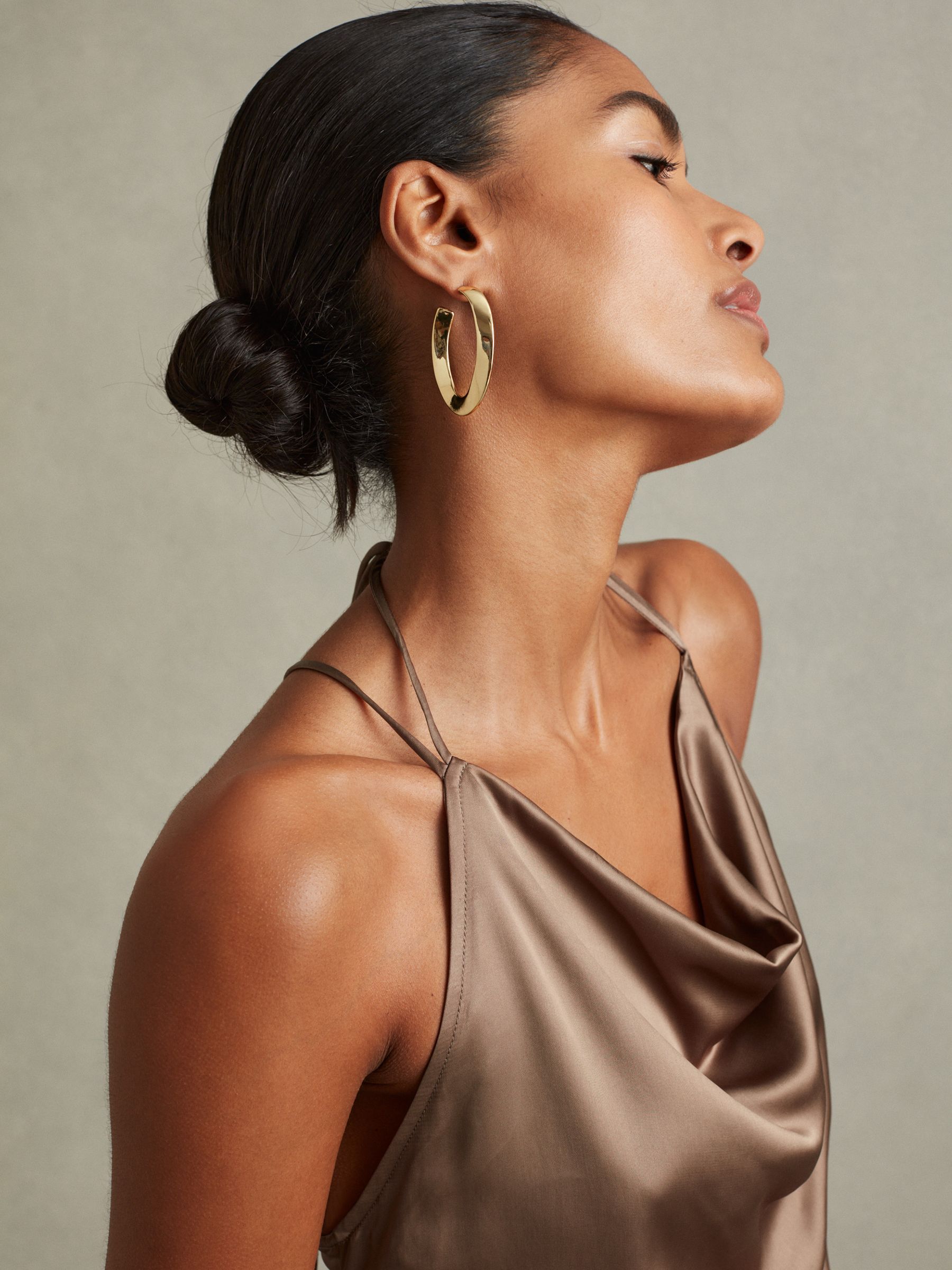 Satin Cowl Neck Maxi Dress in Mink