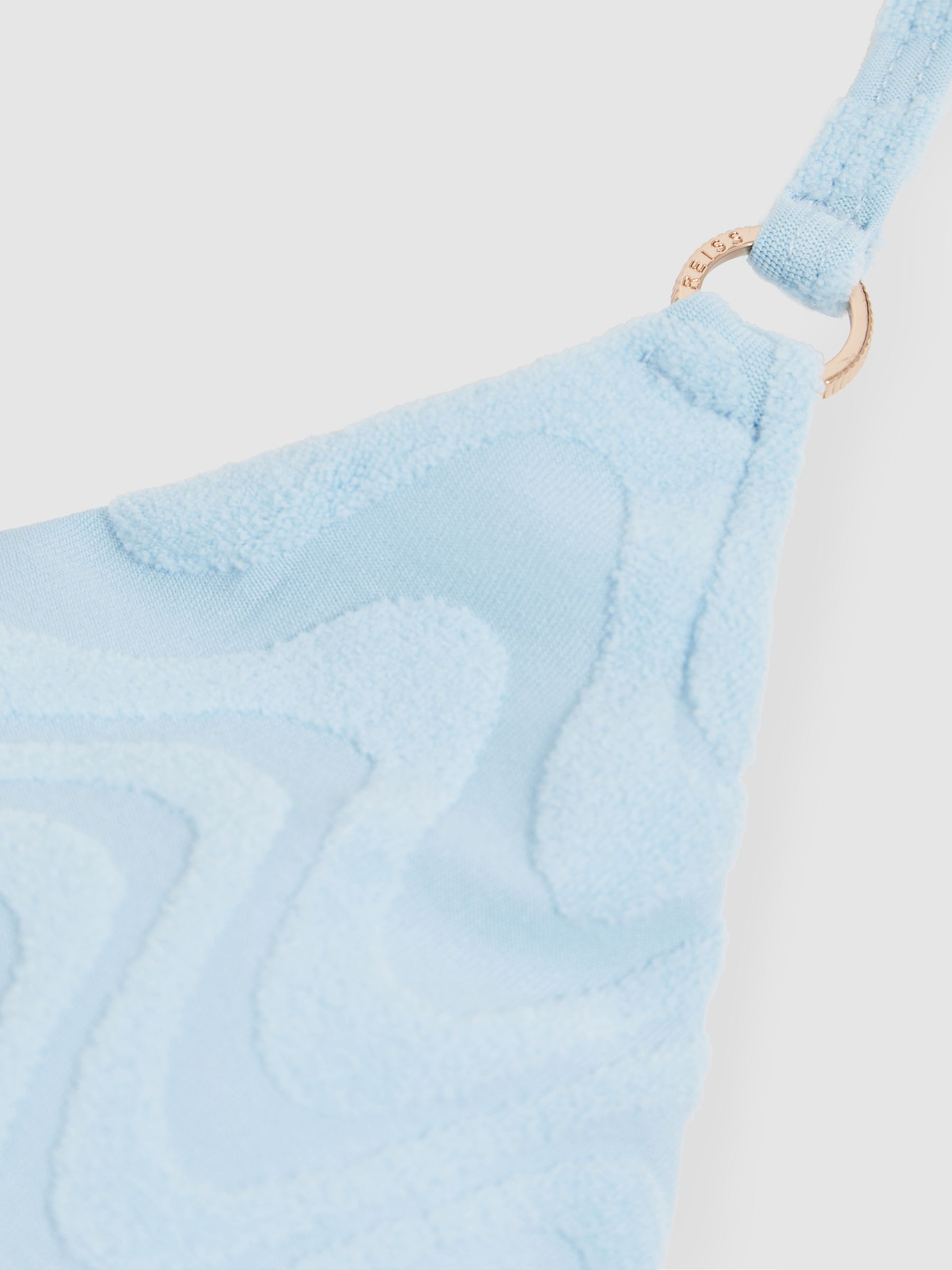 Textured Wave Triangle Bikini Top in Blue