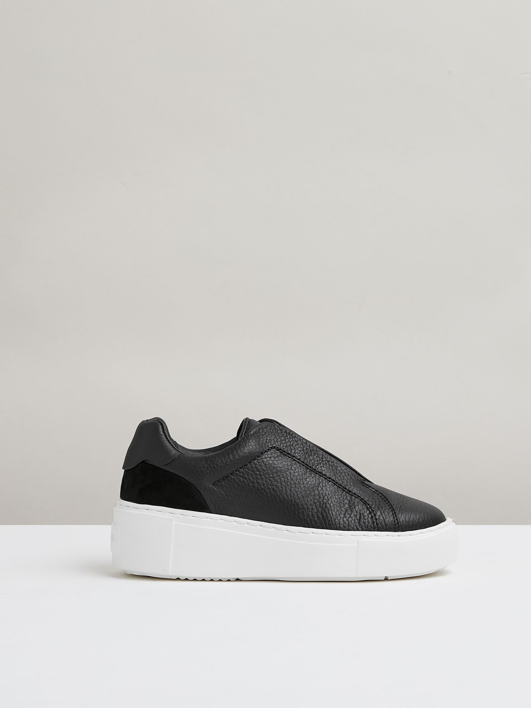 Leather Slip-On Trainers in Black