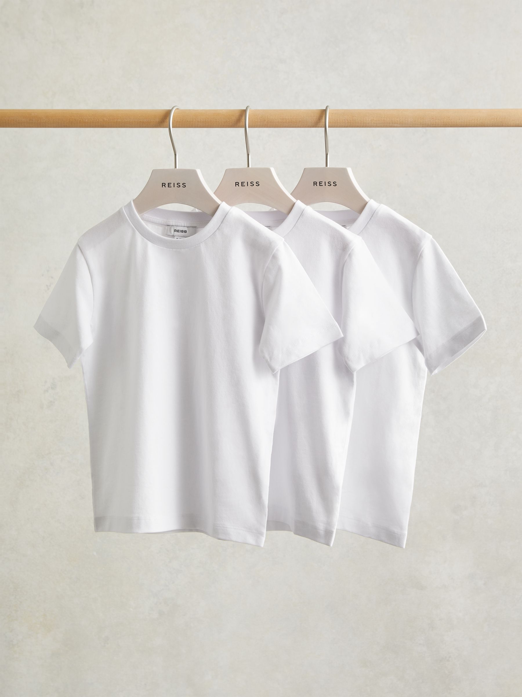 3-9 yrs Cotton Crew-Neck T-Shirts 3 Pack in White