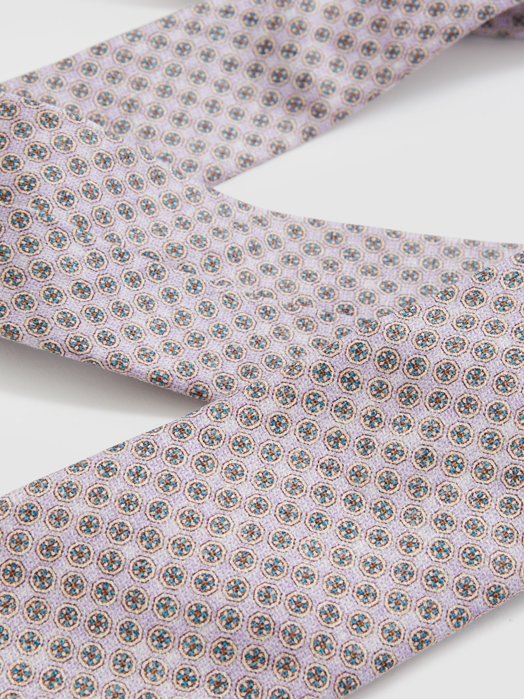 Silk Medallion-Print Tie in Soft Pink