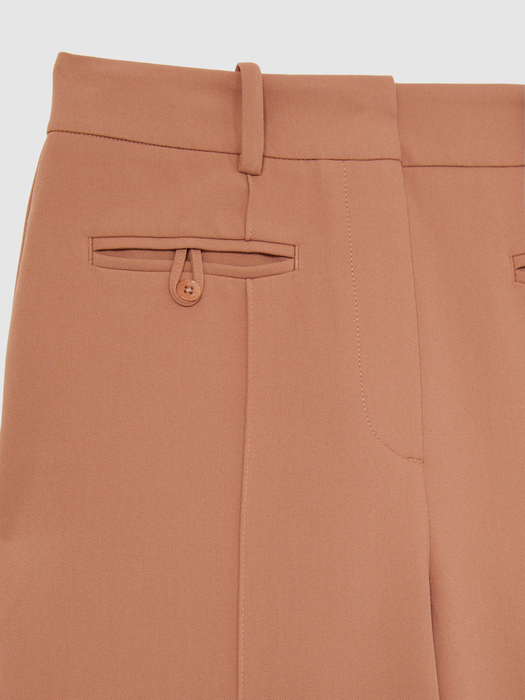 Petite Welt Pocket Flared Trousers in Tan