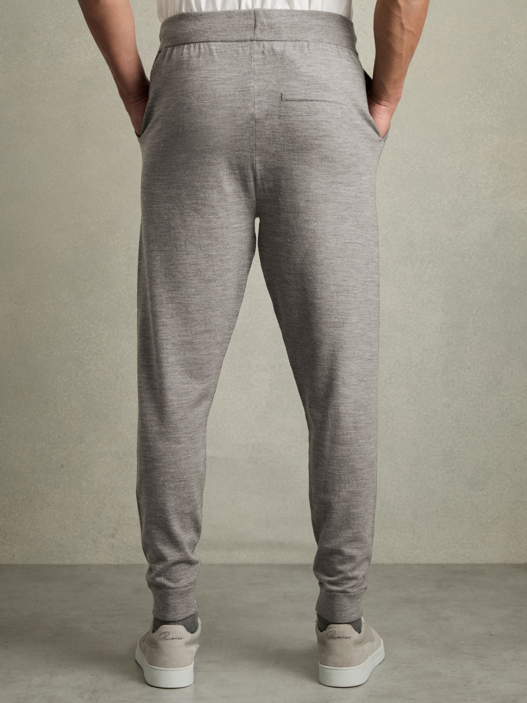 Merino-Blend Stretch Joggers in Warm Grey Melange