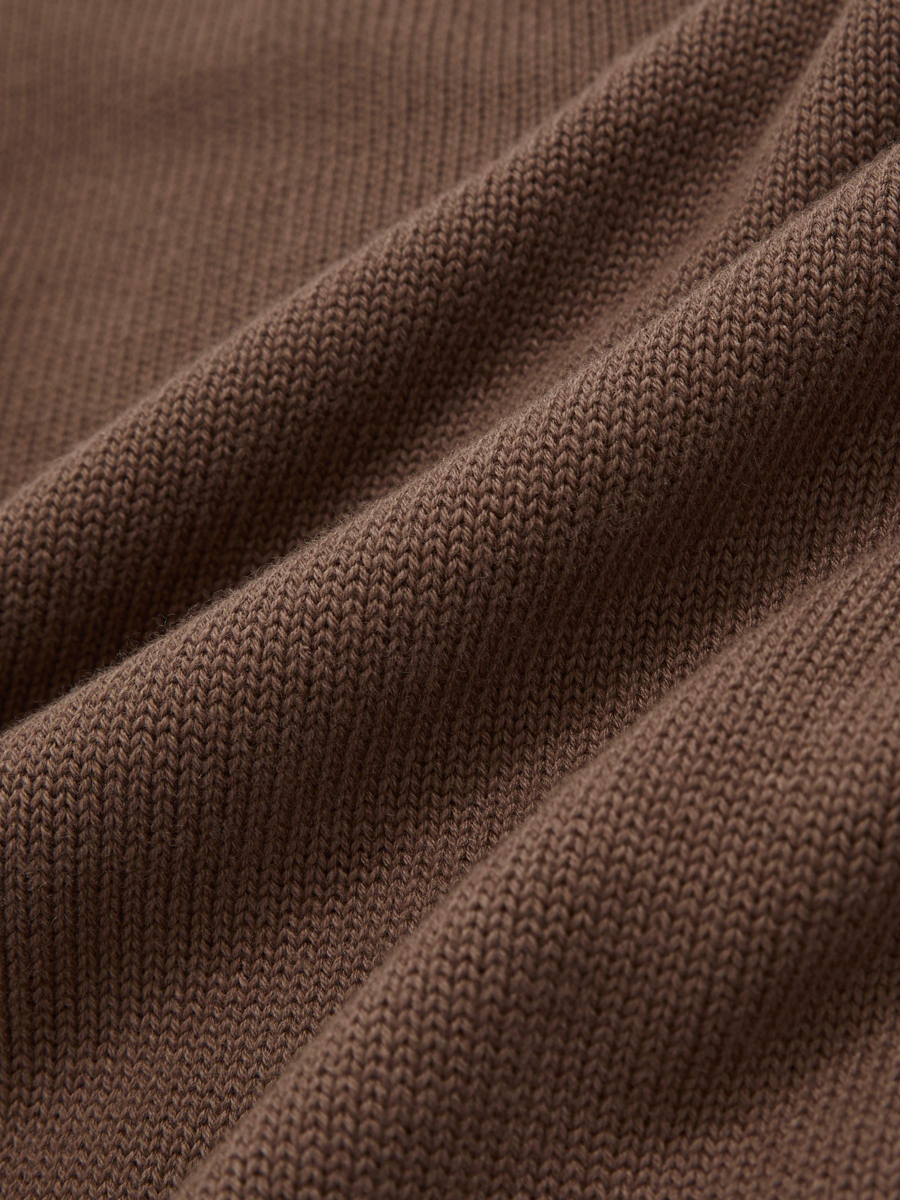 Cotton And Wool Crew-Neck Top in Brown