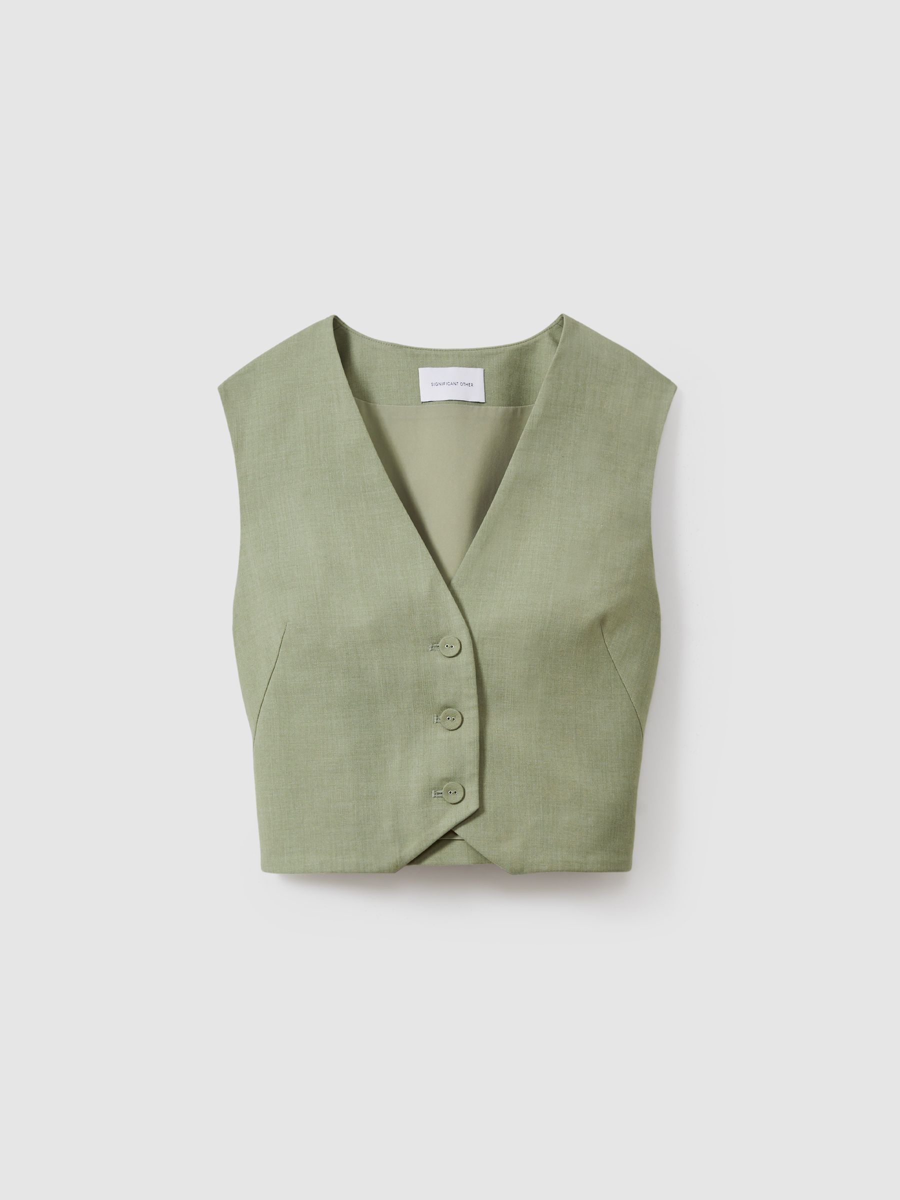 Significant Other Adjustable Single-Breasted Waistcoat in Sage