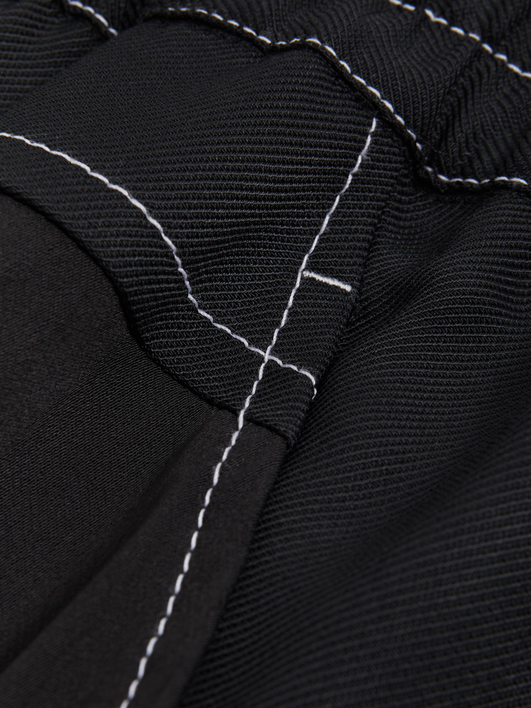 Atelier Italian Relaxed Contrast Stitch Drawstring Trousers in Black