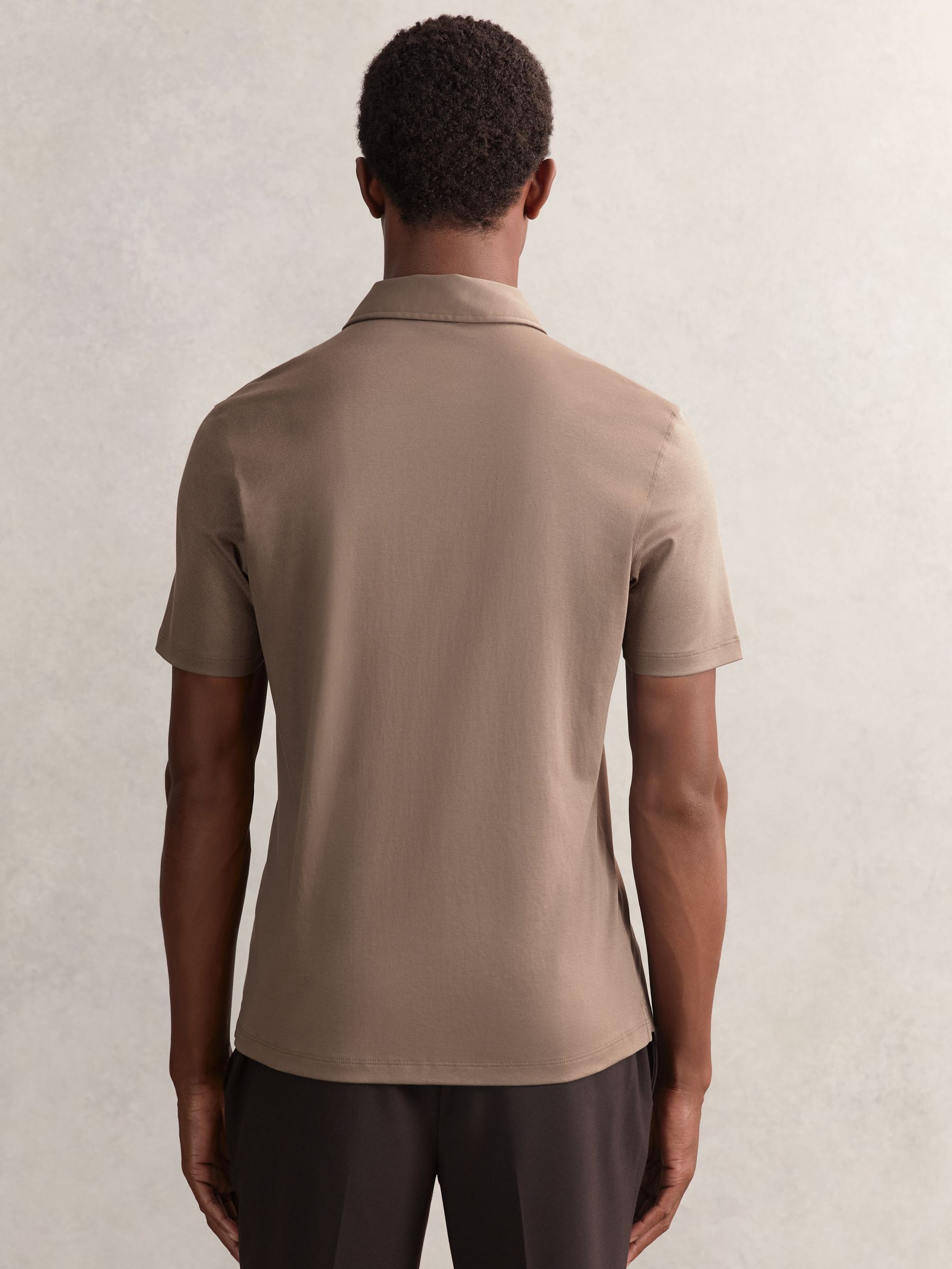 Air-Water Cotton Polo Shirt in Taupe Brown