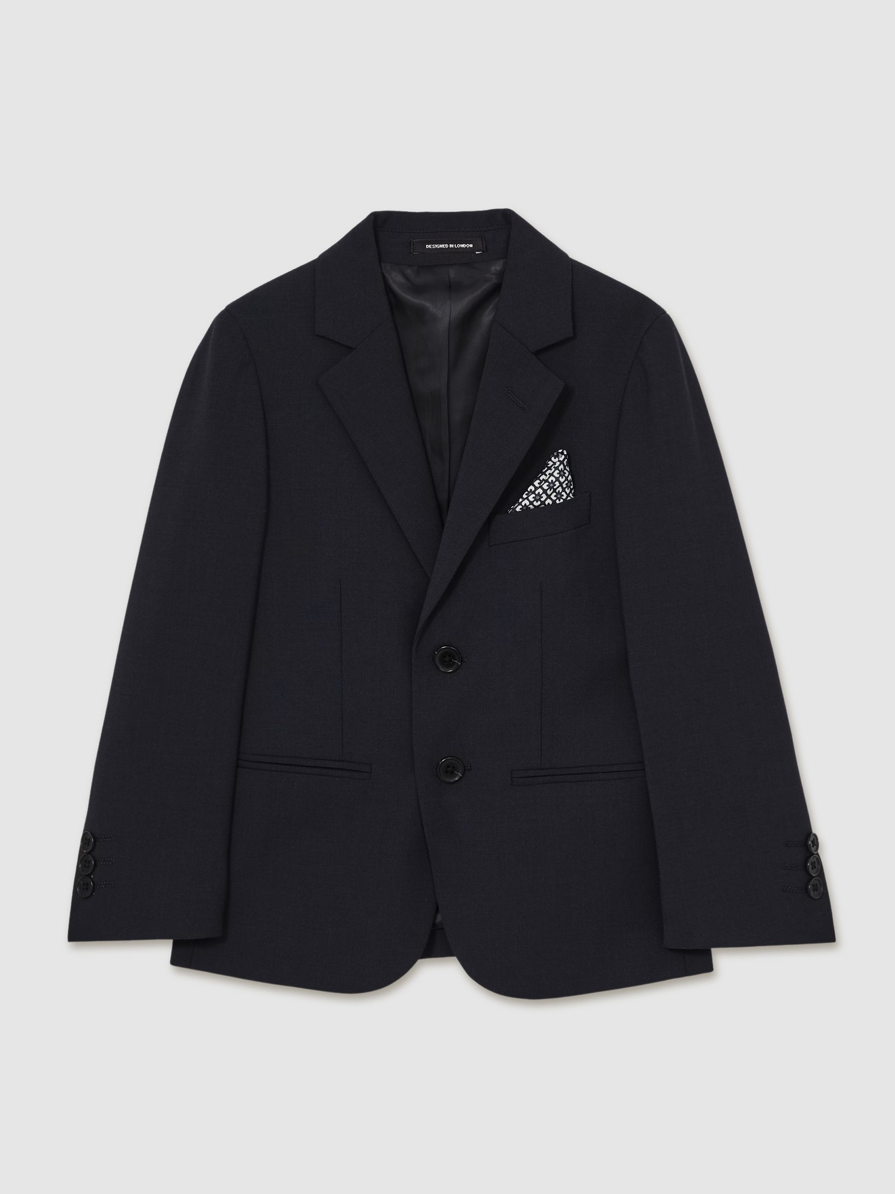 9-14 yrs Wool-Blend Single-Breasted Suit Blazer in Navy
