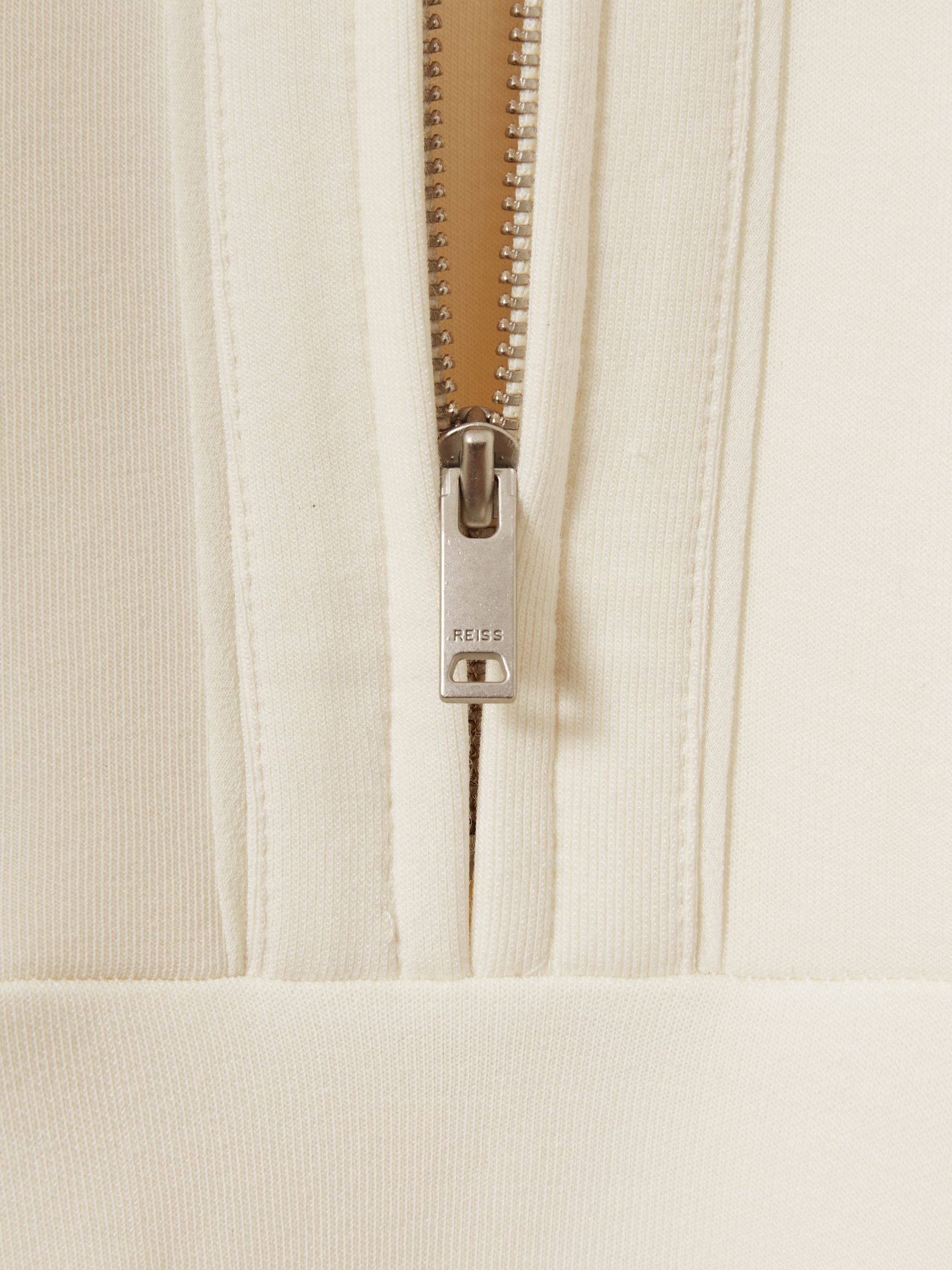 ZIp-Neck Interlock-Jersey Dress in Cream