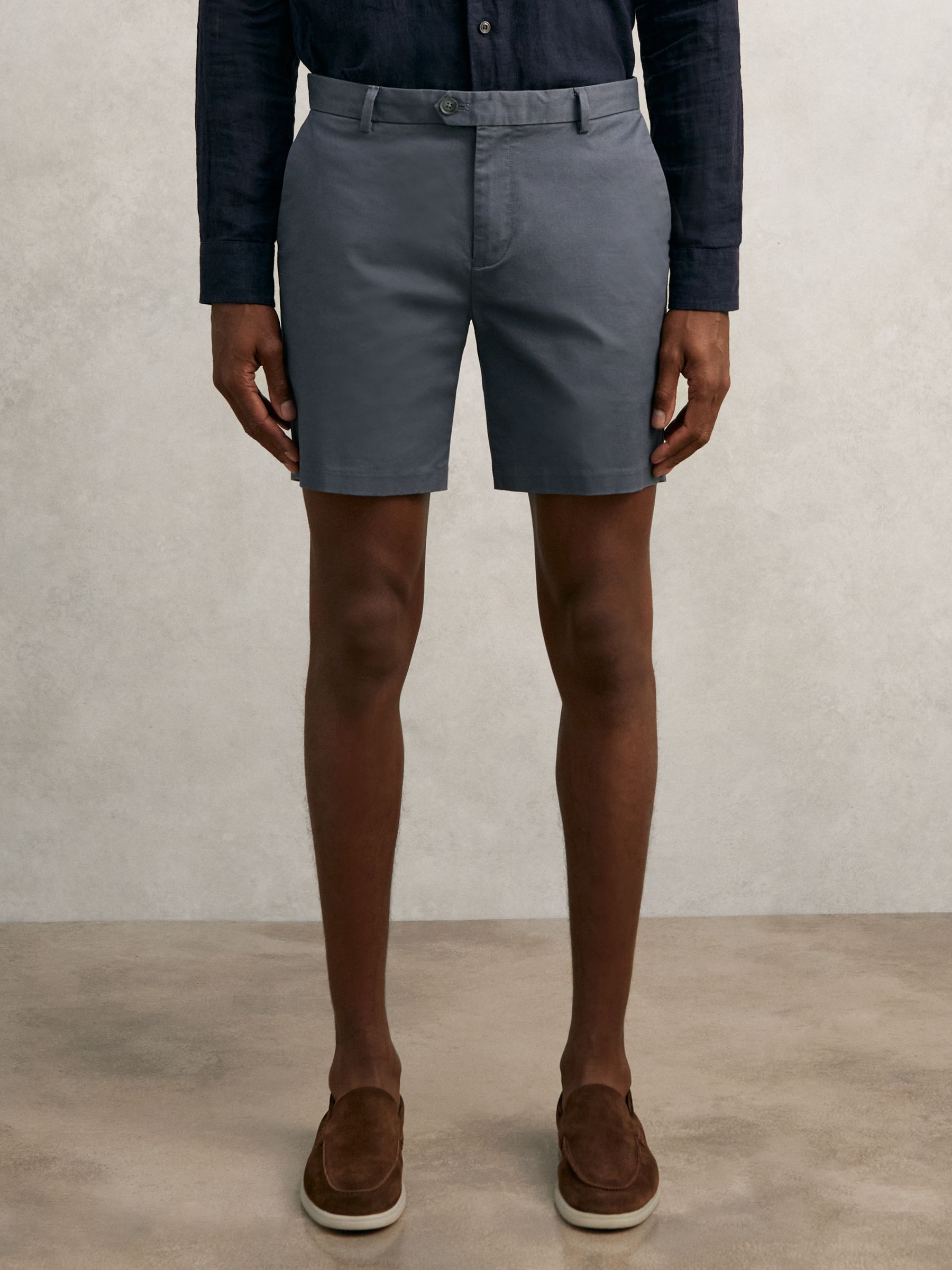 Short Length Casual Chino Shorts in Airforce Blue