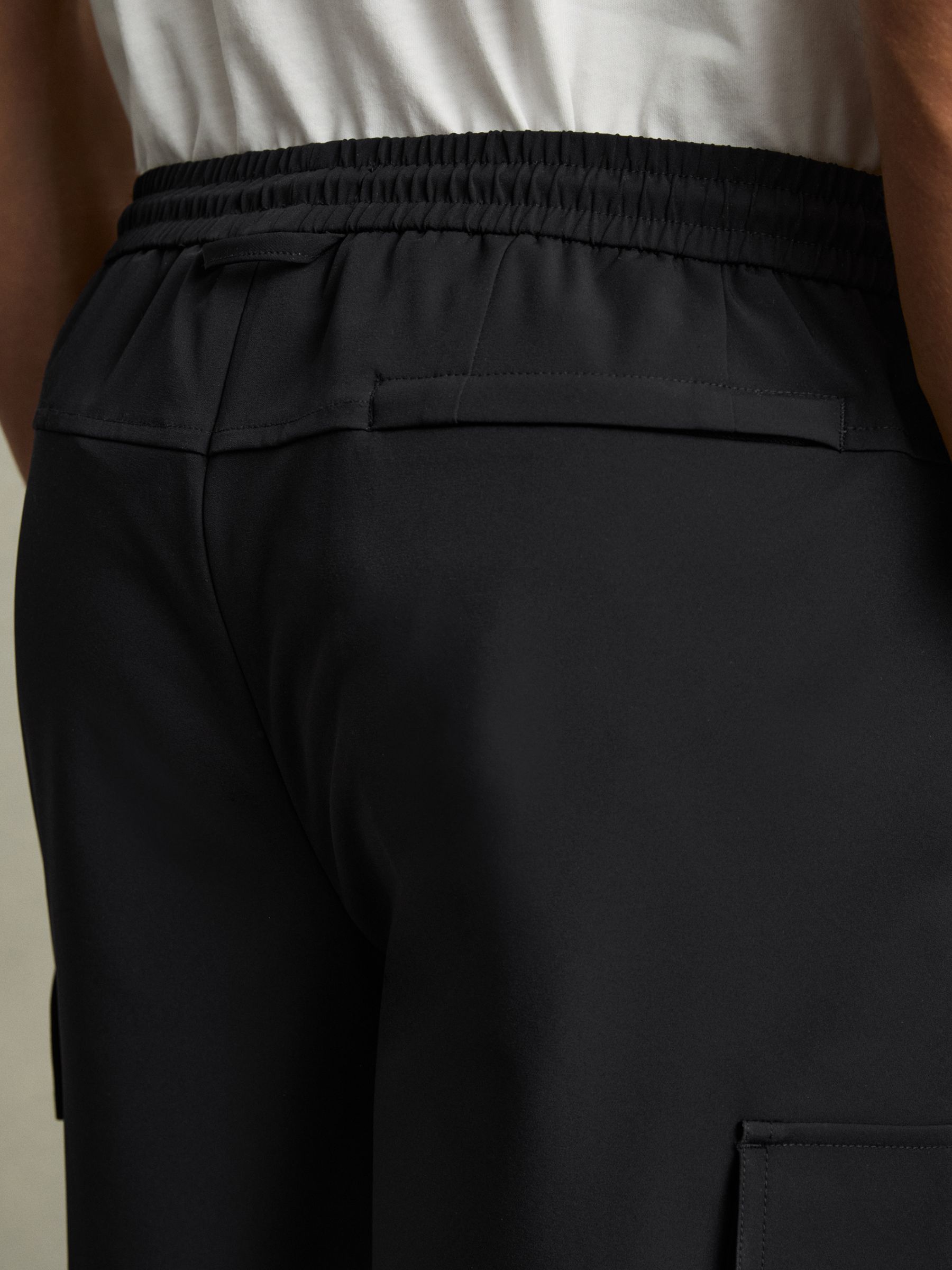 Drawstring Technical Cargo Shorts in Navy