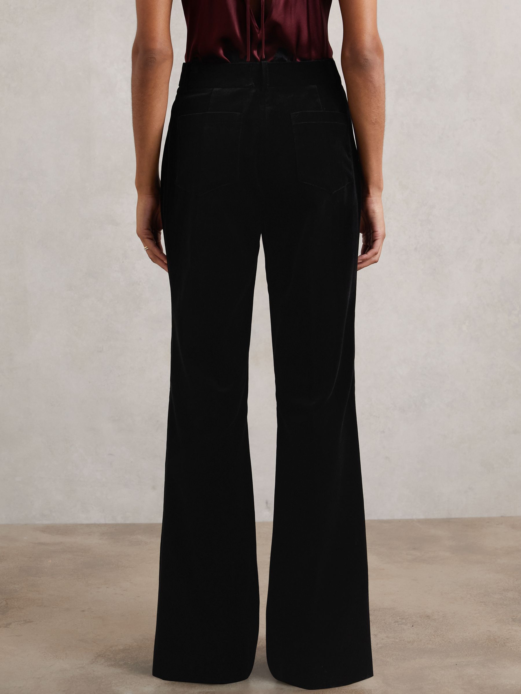 Velvet Flared Trousers in Black
