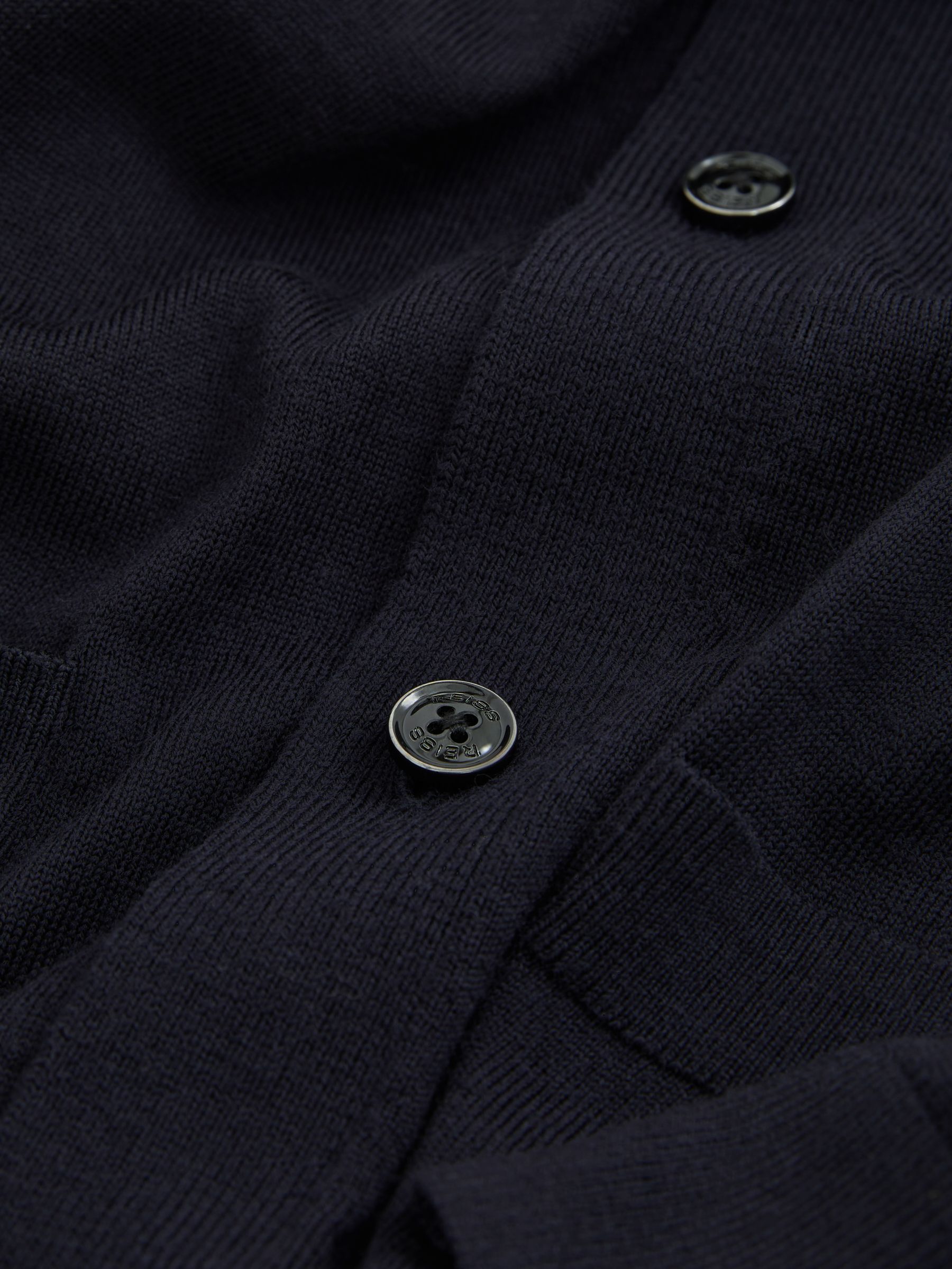 Merino Wool Shawl-Collar Cardigan in Navy