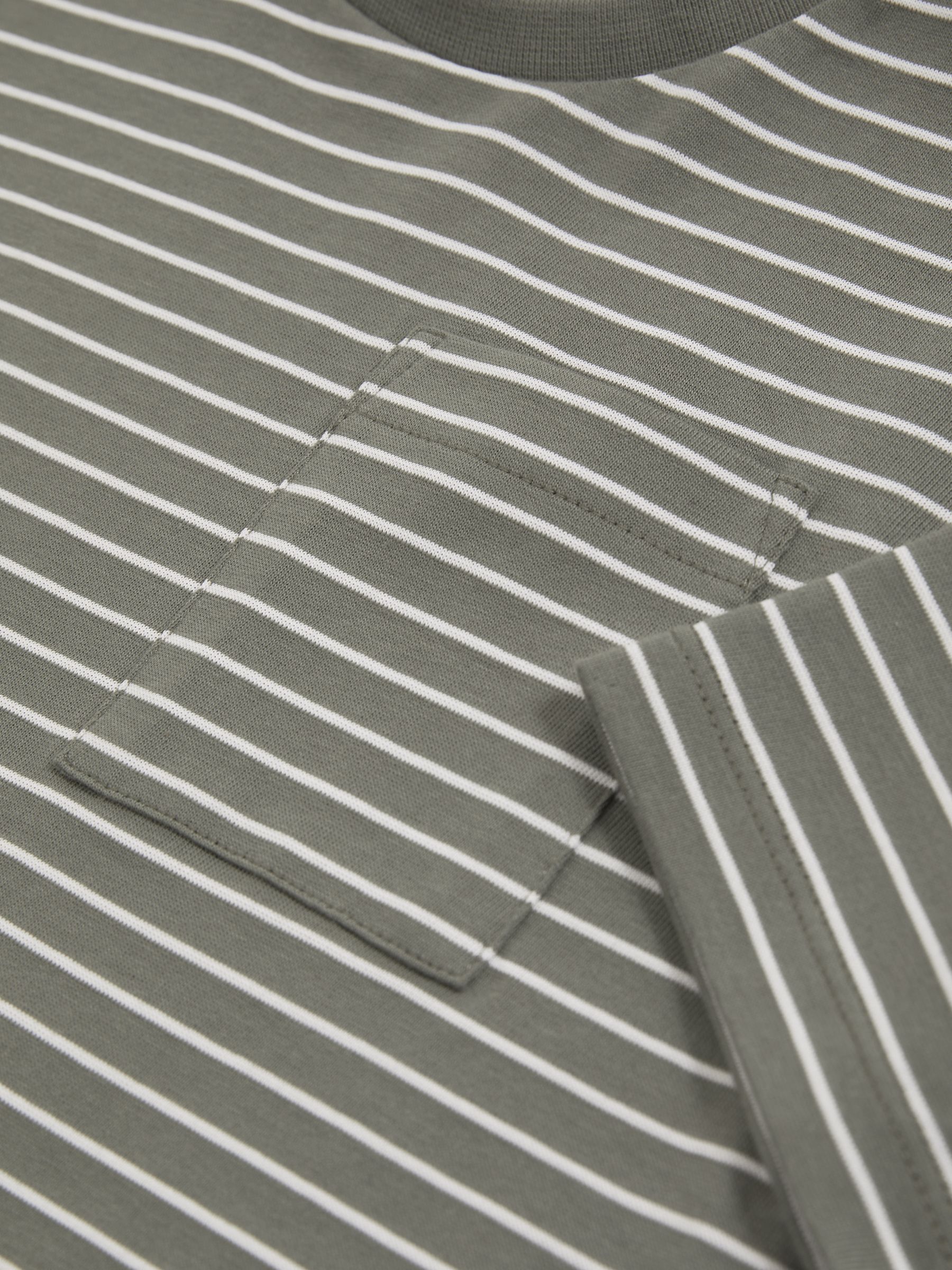 9-13 yrs Cotton-Blend Stripe T-Shirt in Sage/White