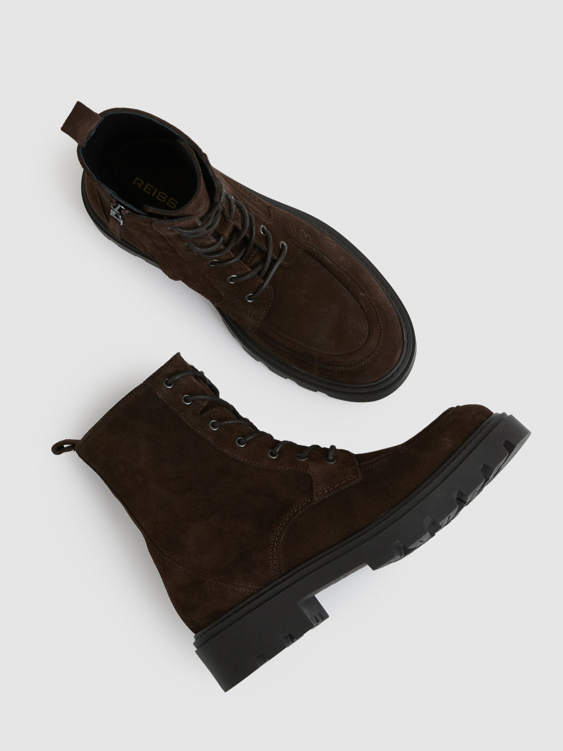 Leather Lace-Up Boots in Chocolate