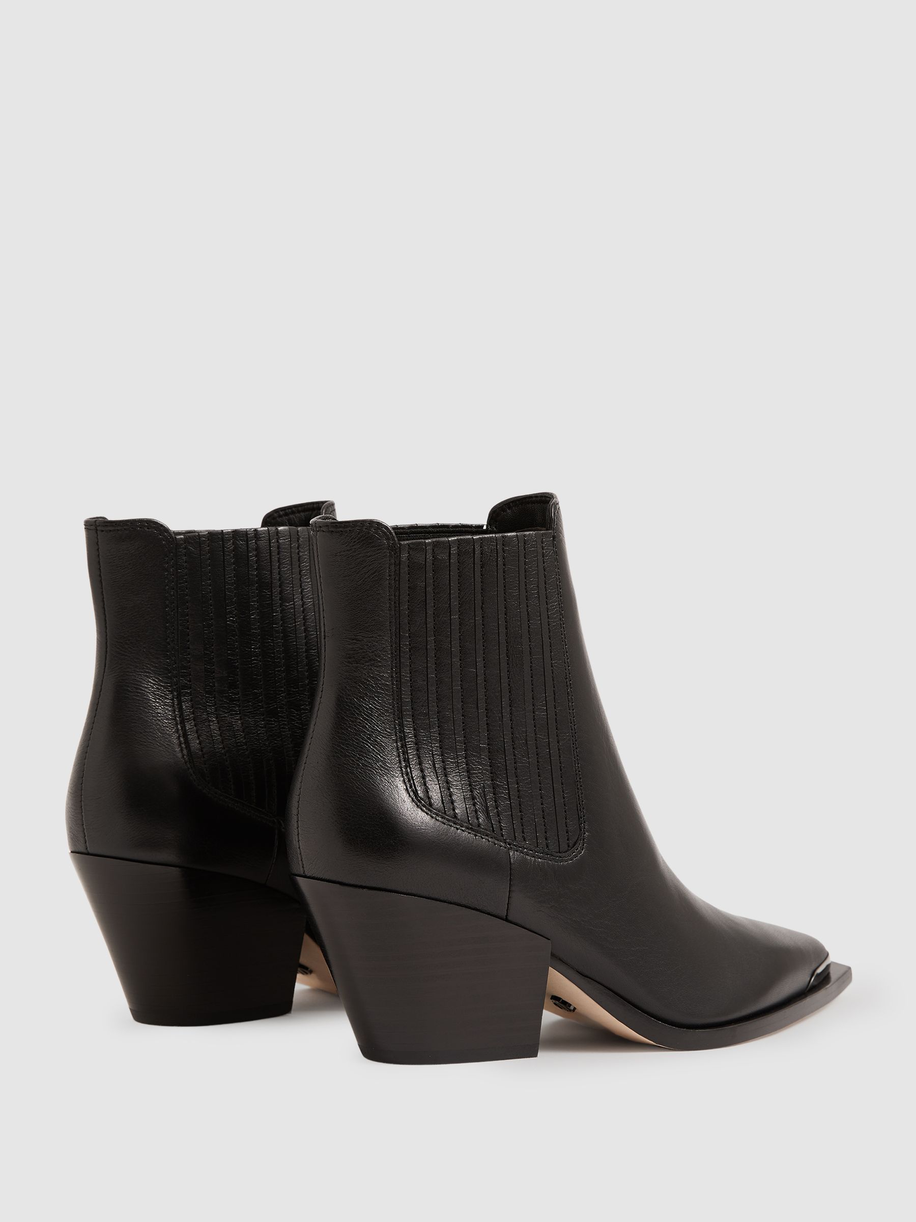 Paige Leather Block-Heel Ankle Boots in Black