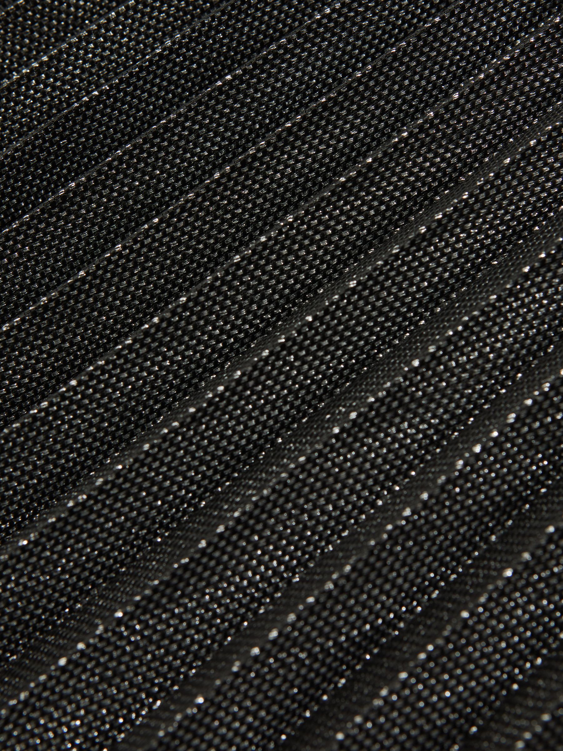 Metallic Pleated Midi Skirt in Charcoal Grey