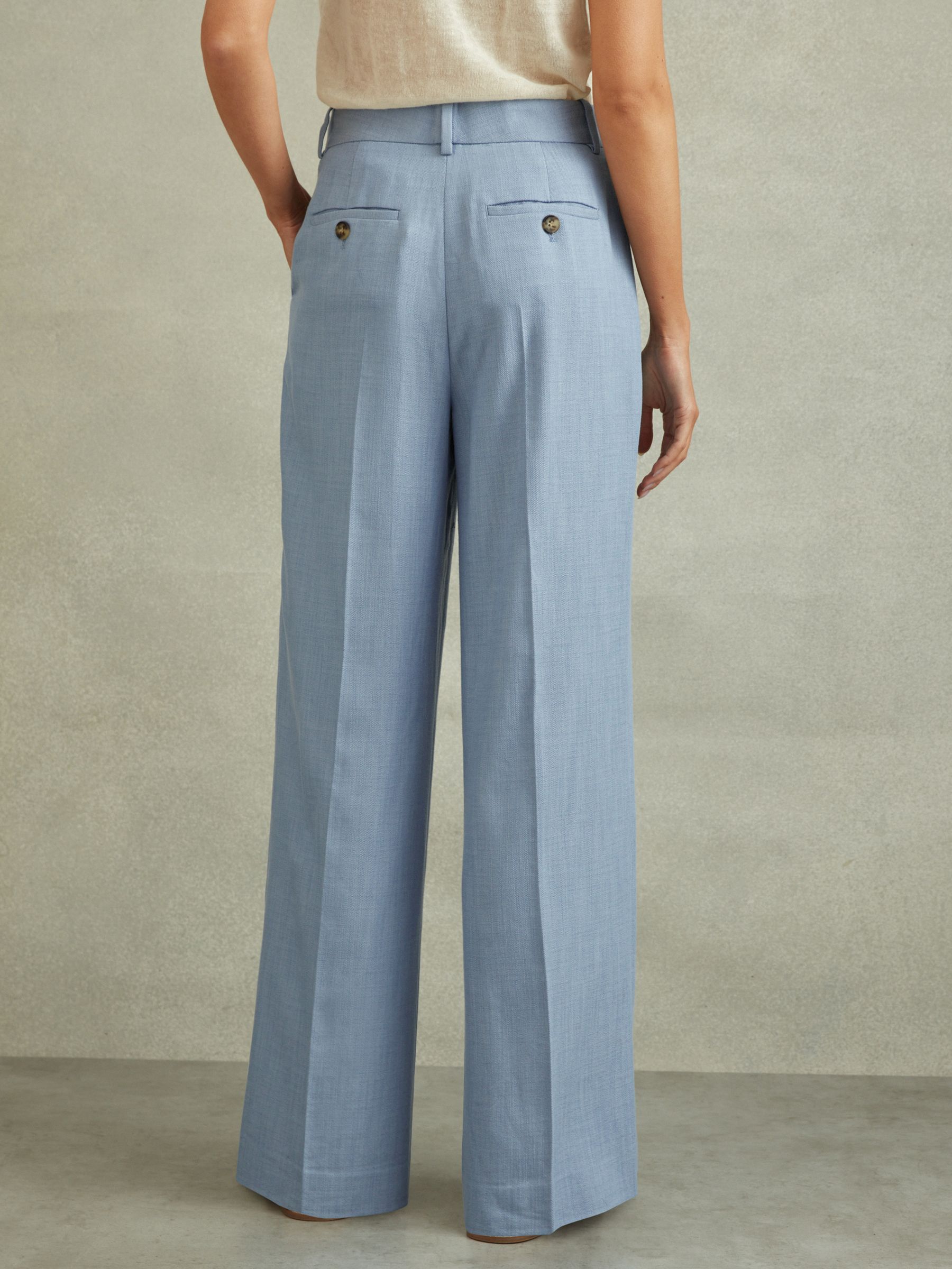 Petite Wide Leg Suit Trousers with TENCEL? Fibers in Blue